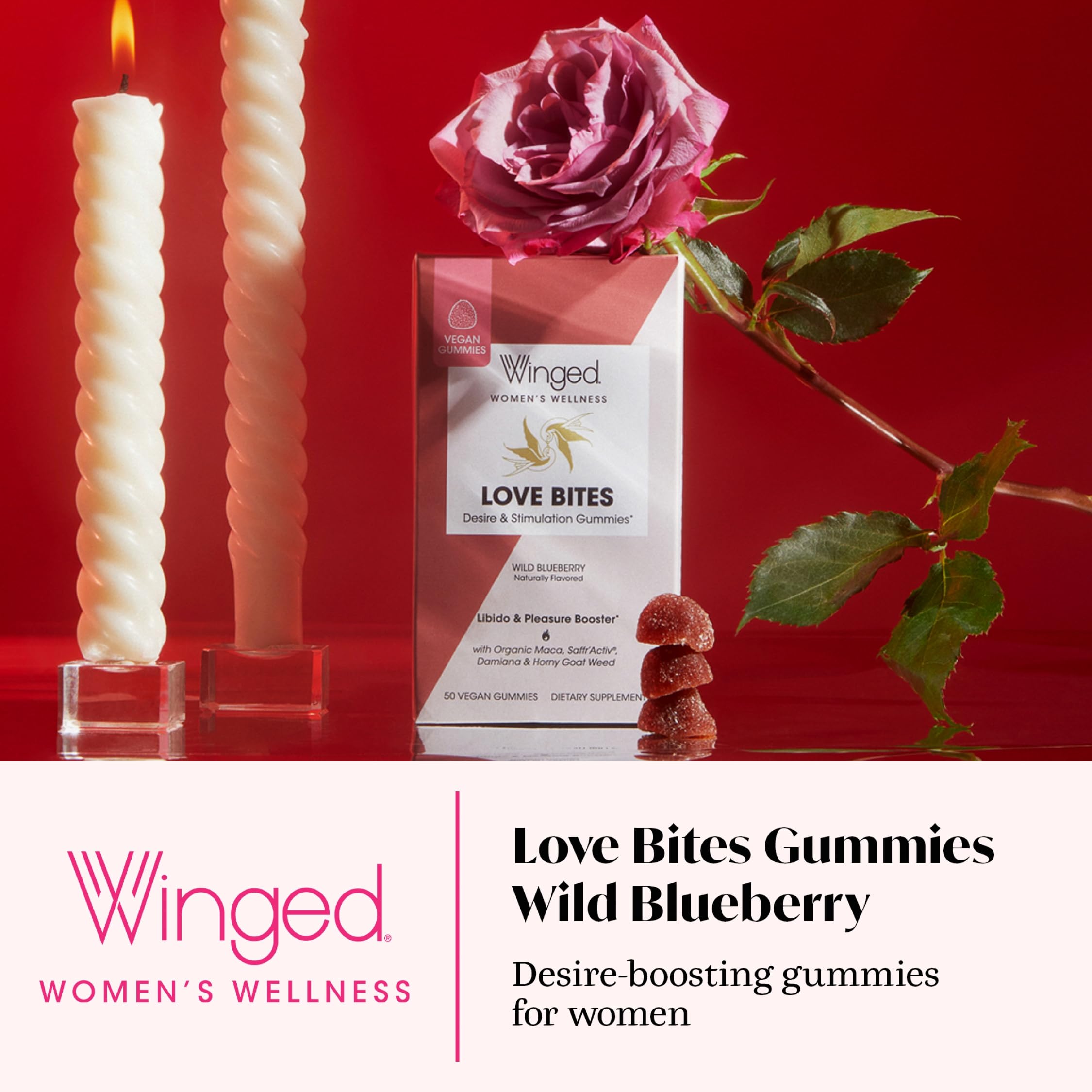 Winged Wellness Love Bites | Libido Booster for Women with Maca, Damiana & Horny Goat Weed