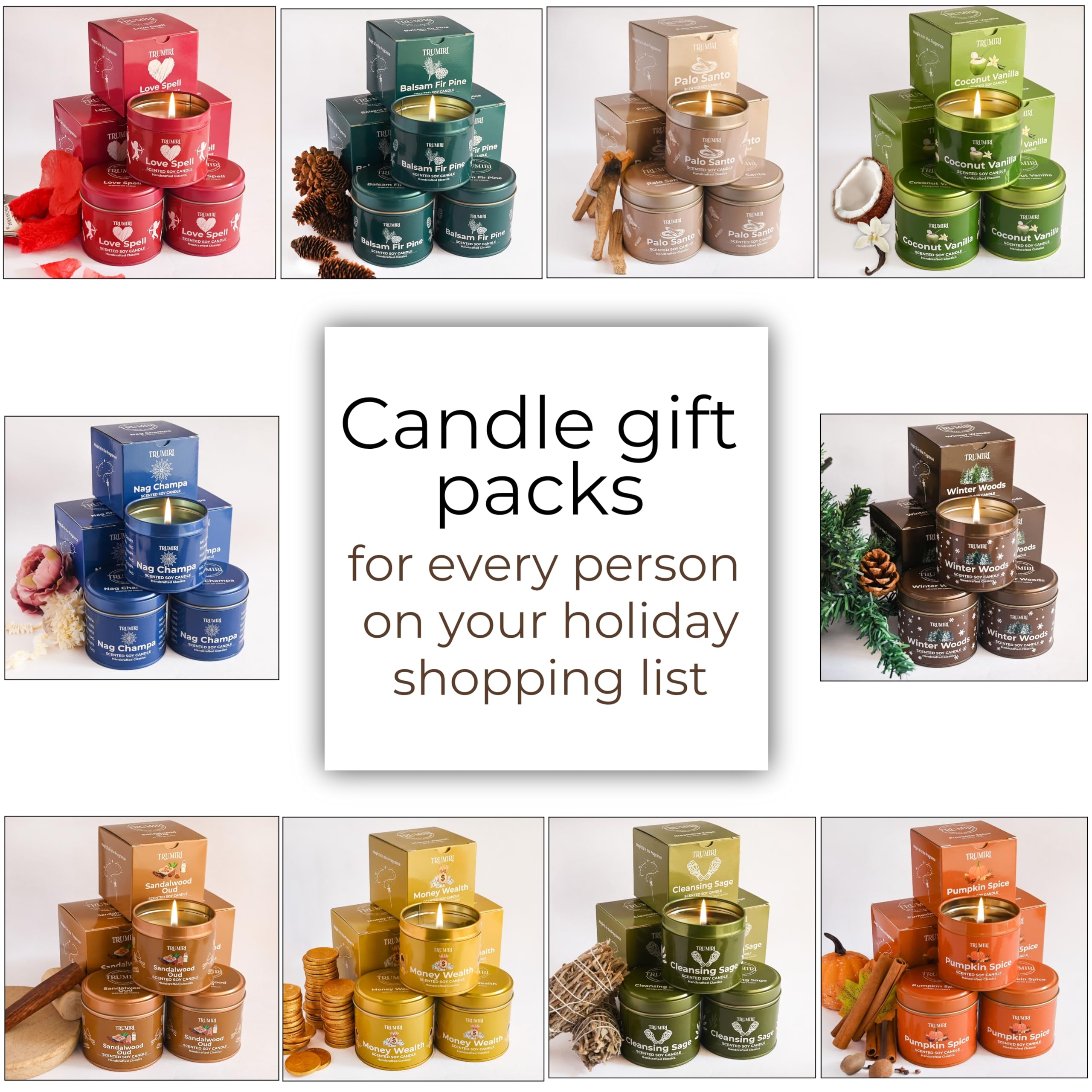 Love Spell Scented Candles - Soy, Rose Petals & Crystals | Pack of 3 x 5oz - Organic Non-Toxic Aromatherapy Gift