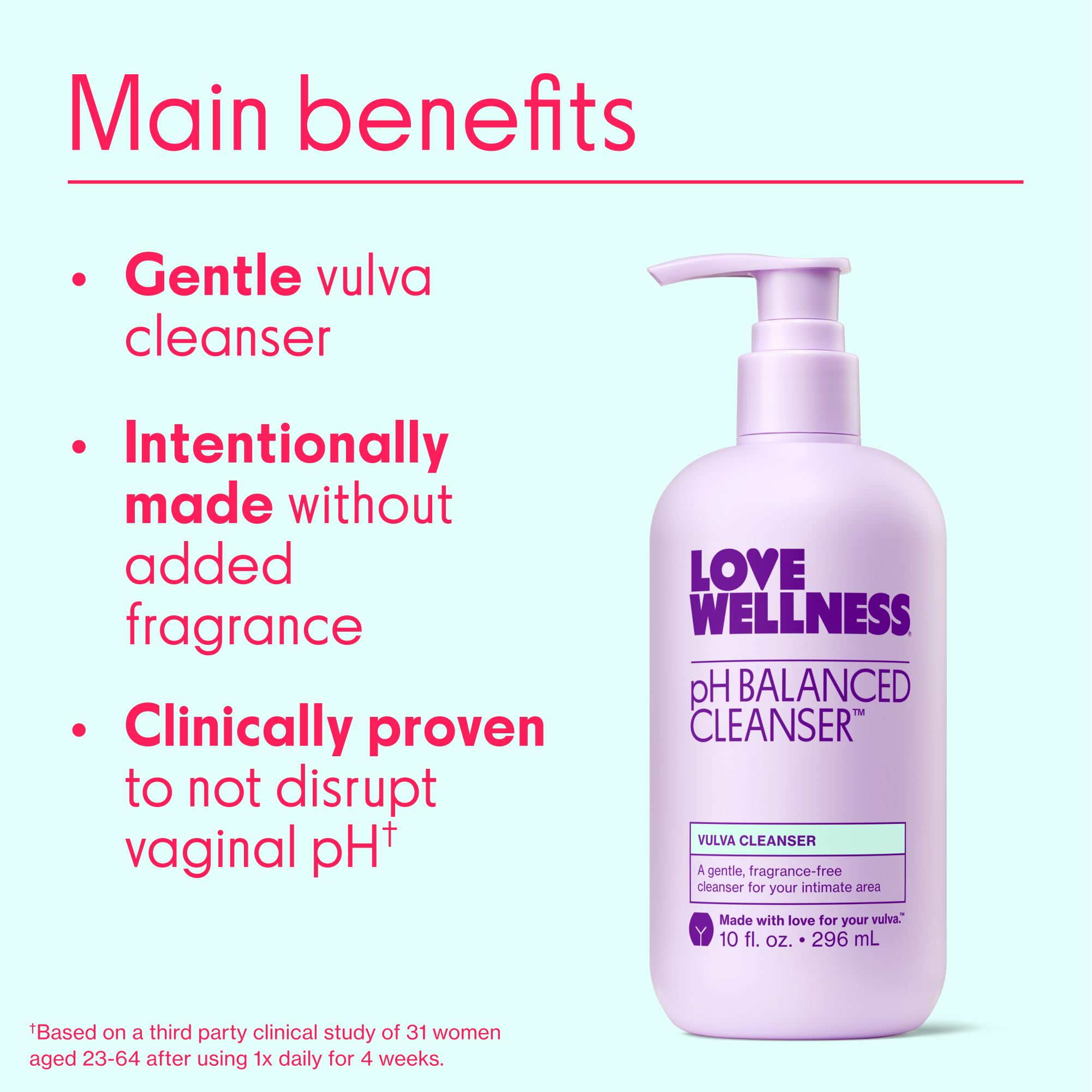 Love Wellness pH Balancing Cleanser | Fragrance-Free Feminine Wash for Sensitive Skin (10 oz)