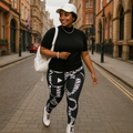 Black and White Love Print High-Waisted Leggings