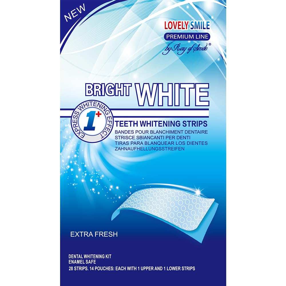 Lovely Smile Premium Teeth Whitening Strips – Enamel Safe, White Teeth in 1 Hour, No Slip & No Sensitivity | 28 Mint Strips by Ray of Smile