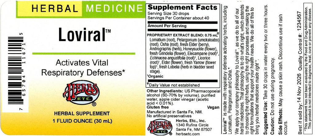 Herbs Etc. Loviral™ 1 oz – Lung Support & Immune Health