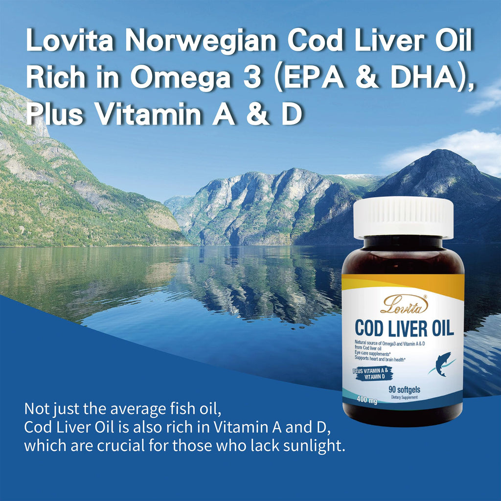 Lovita Norwegian Cod Liver Oil - High Absorption TG, Burpless, 90 Softgels (Pack of 3)