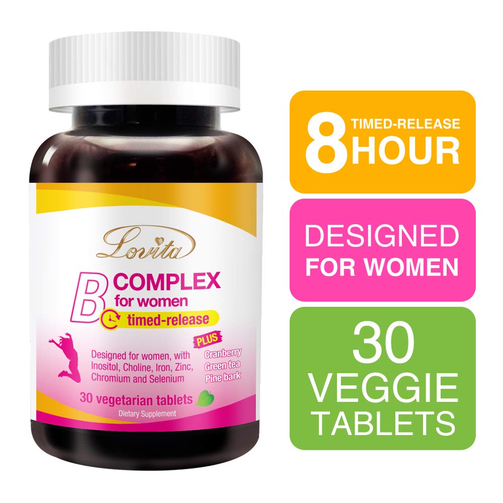 Lovita Vitamin B Complex for Women – Timed Release, 30 Veg Tablets (Pack of 3)