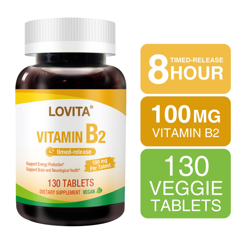 Lovita Vitamin B2 100mg Time-Release – 130 Vegan Tablets
