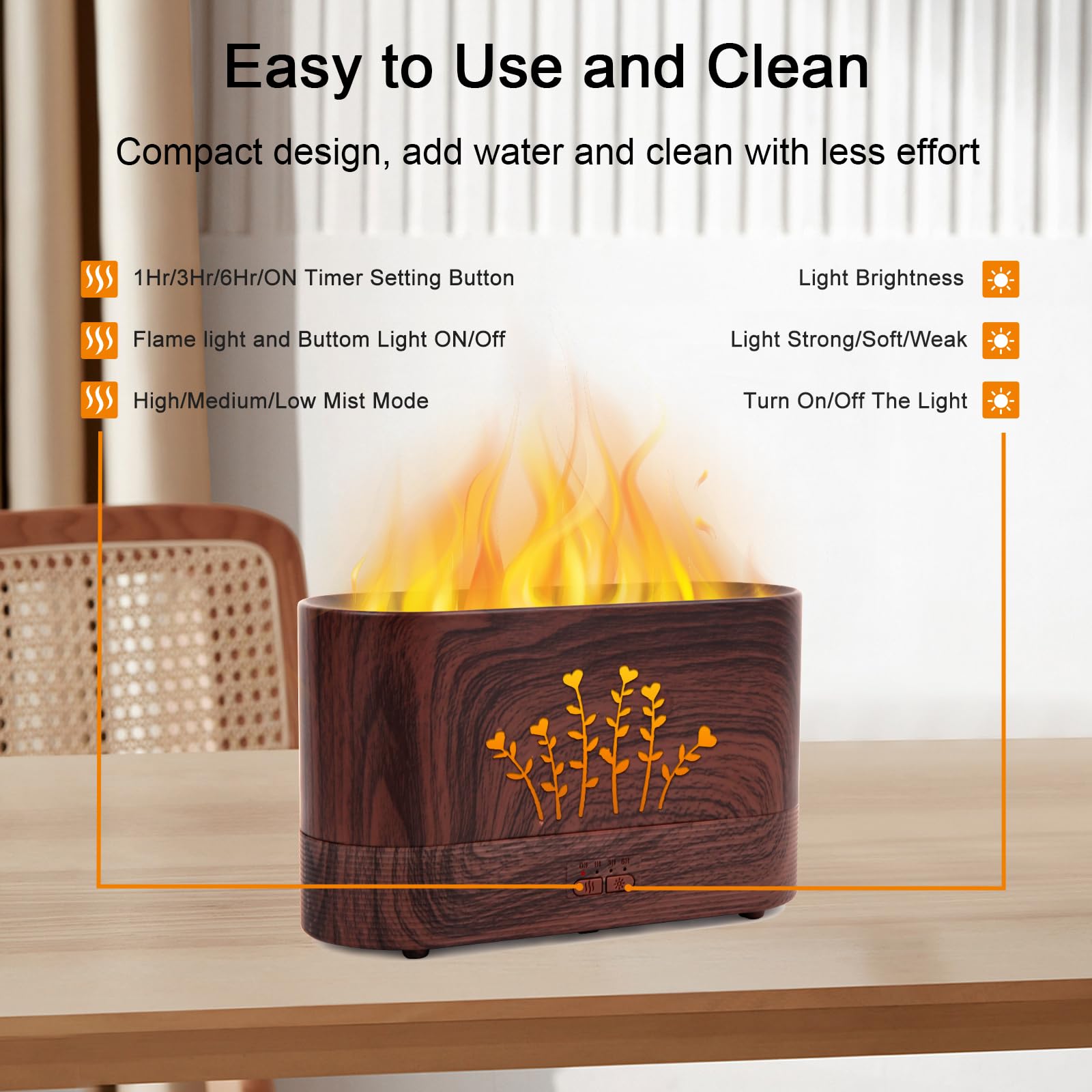 LOVME Flame Aromatherapy Humidifier - 300ml - Auto Shut-Off - Large Room Diffuser