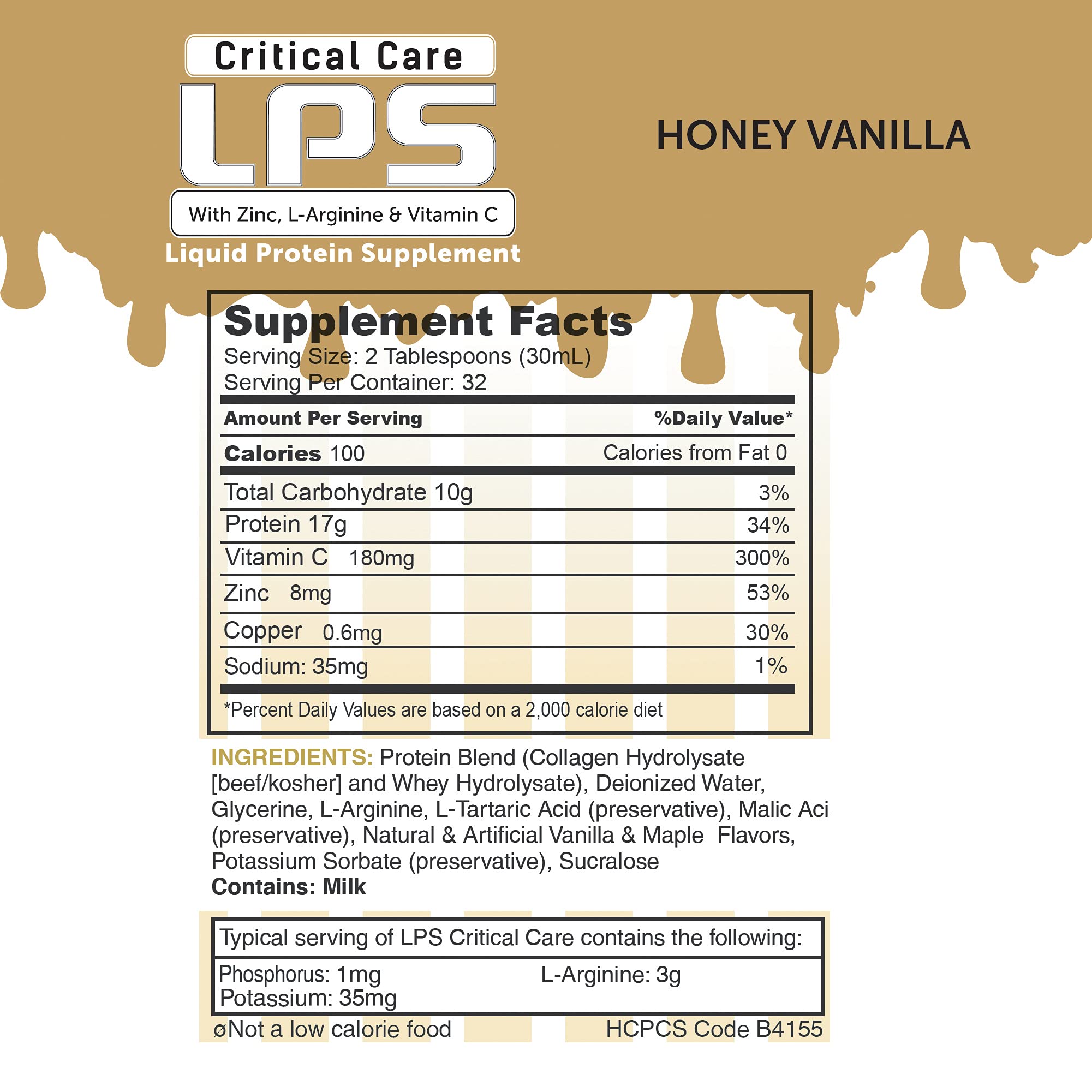 Nutritional Designs LPS Liquid Collagen & Whey Protein – Sugar-Free, Non-GMO, Honey Vanilla