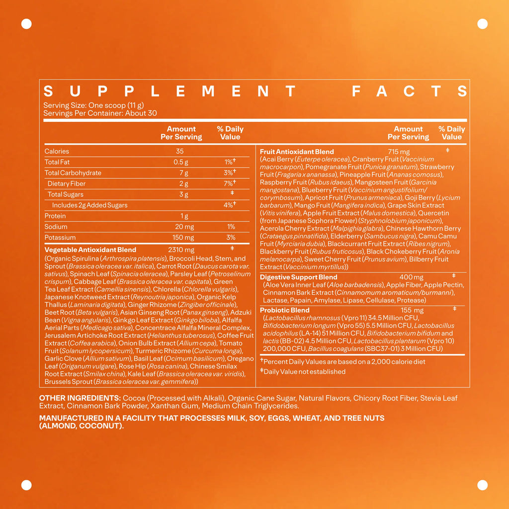 LTH Life Greens - Probiotics, Enzymes & Fiber - Double Chocolate (30 Servings)