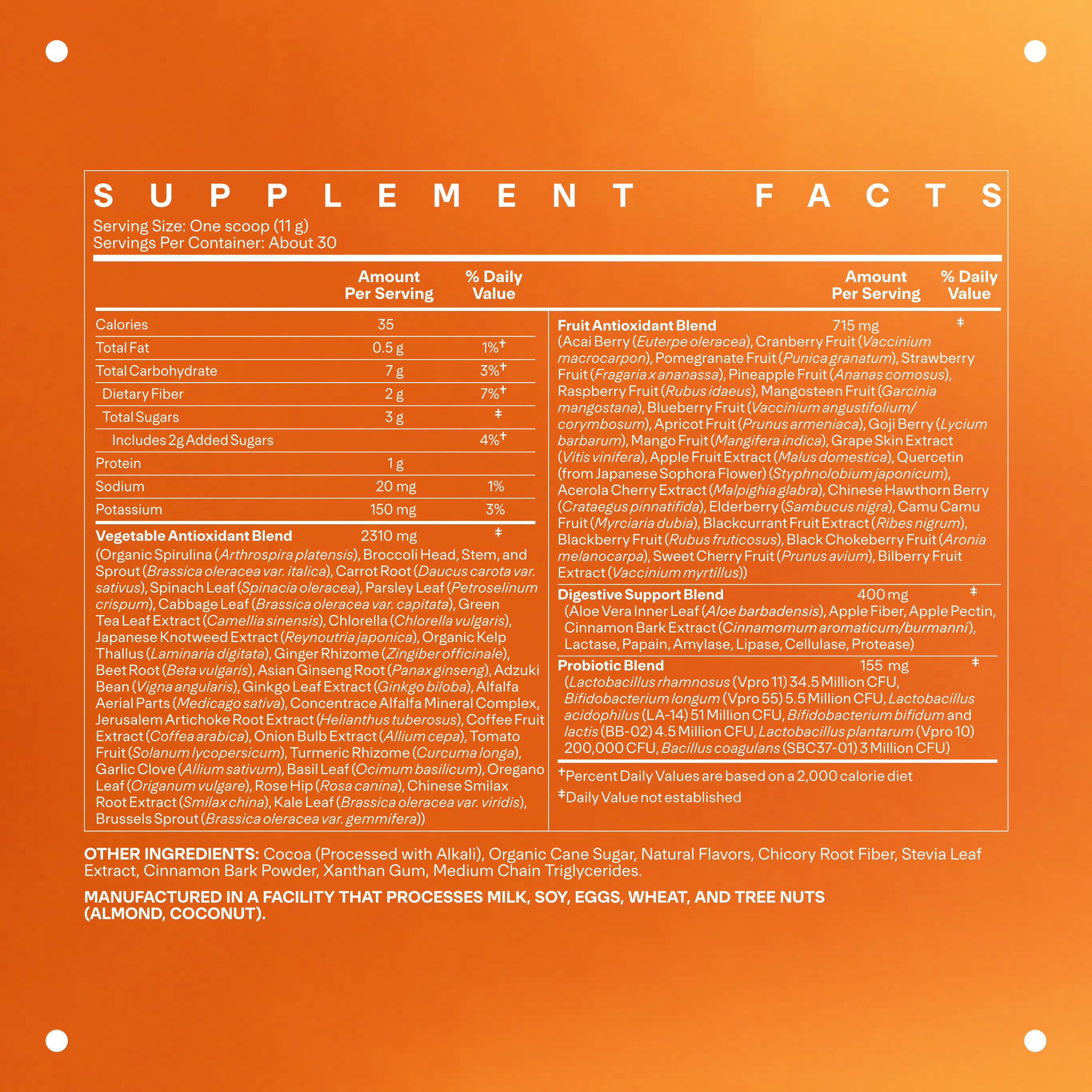 LTH Life Greens - Probiotics, Enzymes & Fiber - Double Chocolate (30 Servings)