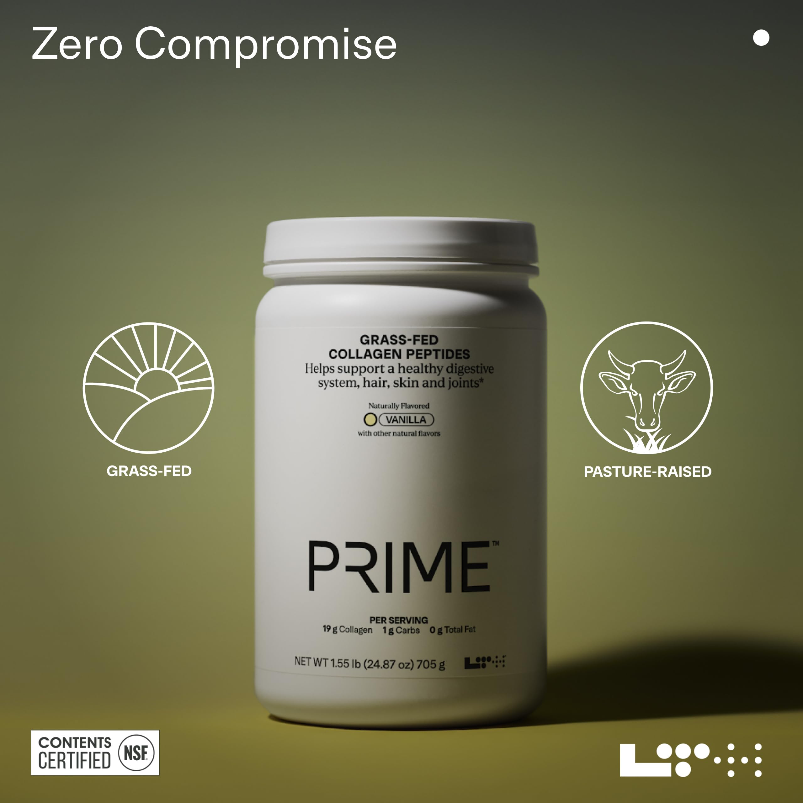 LTH Prime Collagen Peptides - Grass-Fed Vanilla, 30 Servings | Supports Joints, Digestive Health, Hair & Skin
