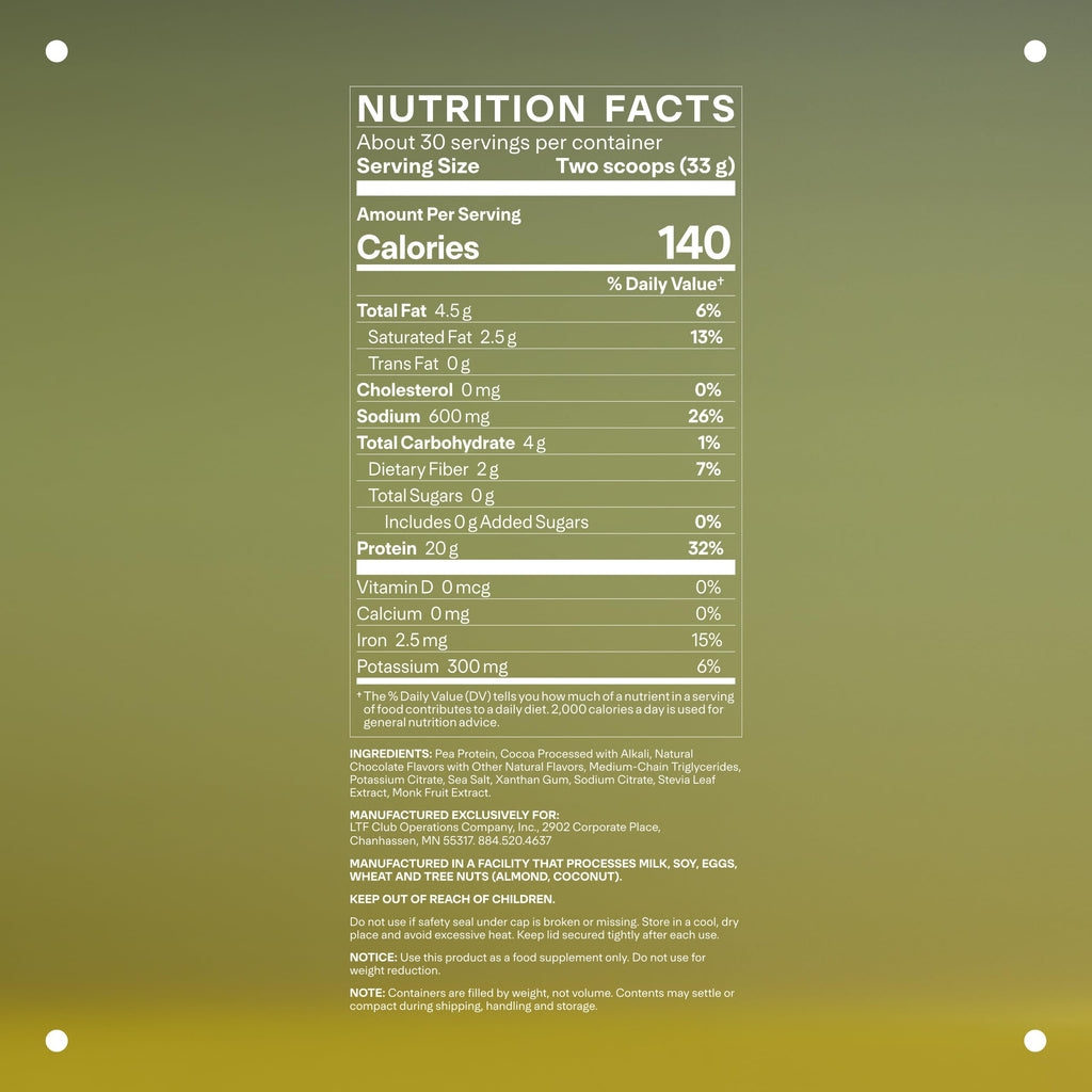 LTH Vital Vegan Protein - Trusted by Life Time Members | Plant-Based Pea Protein - Chocolate, 30 Servings