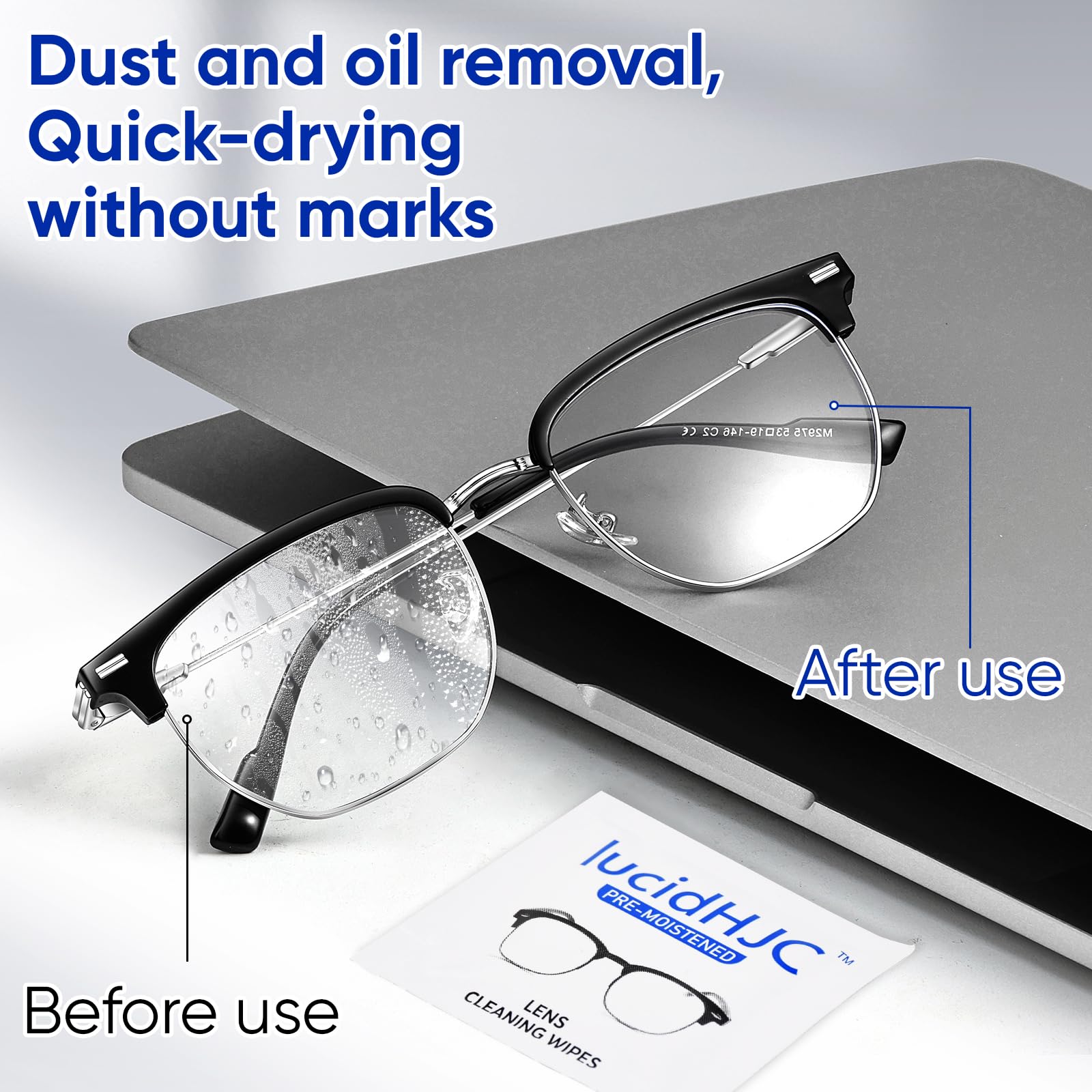 LucidHJC Lens Wipes – 400 Pre-Moistened Wipes for Glasses, Lenses, and Screens