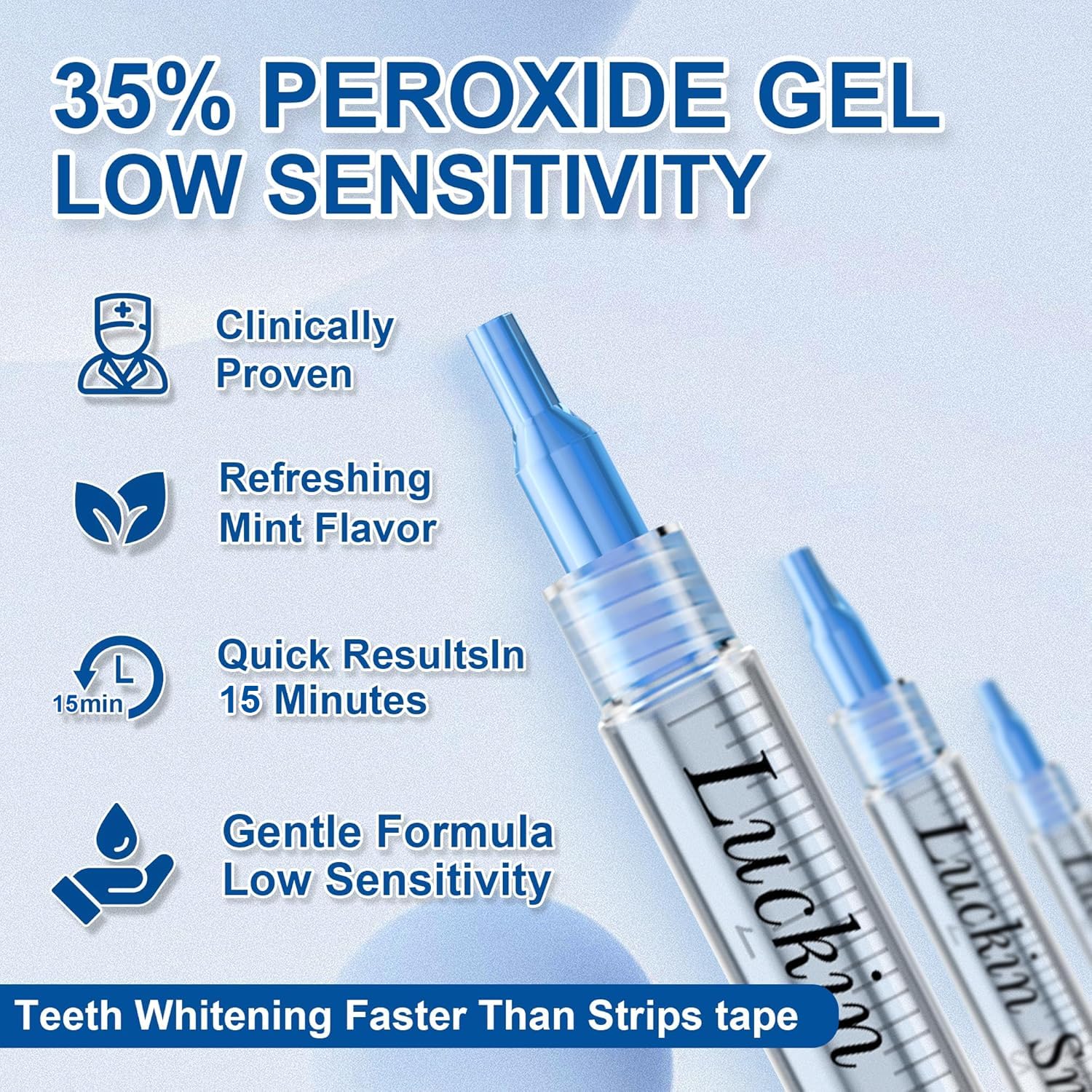 LUCKIN SMILE 10pcs Teeth Whitening Gel Refill – 35% Carbamide Peroxide, Gentle on Sensitive Teeth