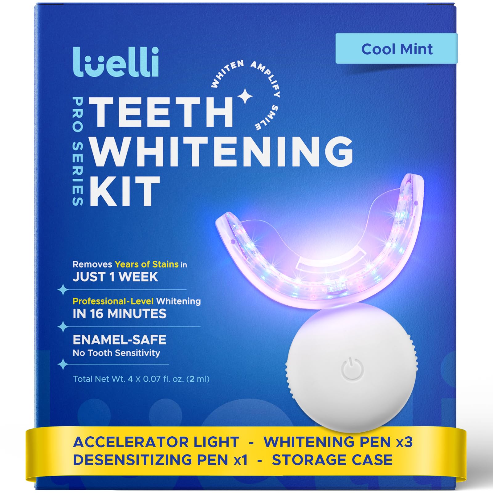 Luelli Teeth Whitening Kit – 35% Carbamide Peroxide, 32 LED, Enamel Safe, For Sensitive Teeth | Travel