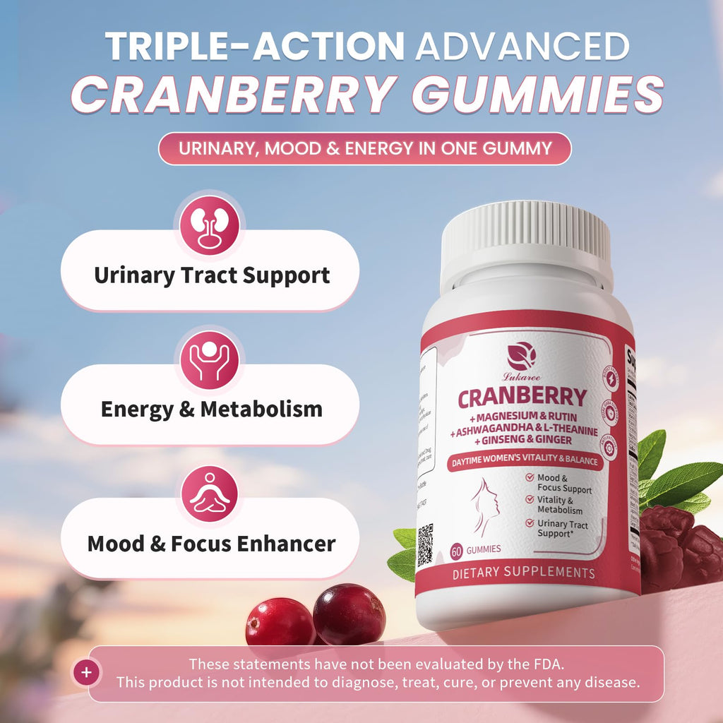 Lukaree Cranberry Gummies for Women - 2 Pack | Urinary Tract & Vitality