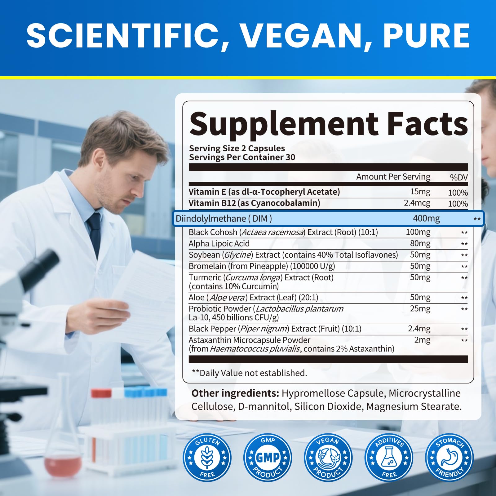 Lukaree DIM Supplement 400MG for Women | Liposomal Estrogen Support & Antioxidant | Vegan 60 Count