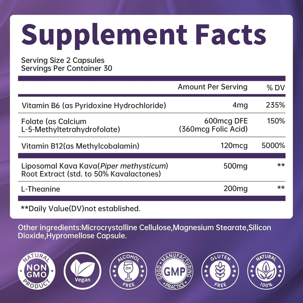 Lukaree Kava Kava Root Extract Liposomal Capsules with L-Theanine – 2 Pack
