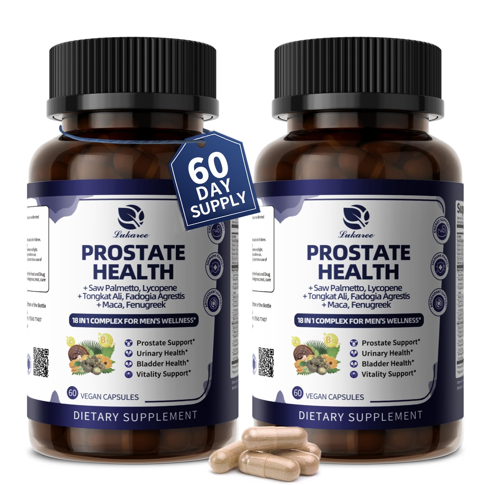 Lukaree Prostate Health 18-in-1 (2 Pack) – Saw Palmetto, Pumpkin Seed & Nettle