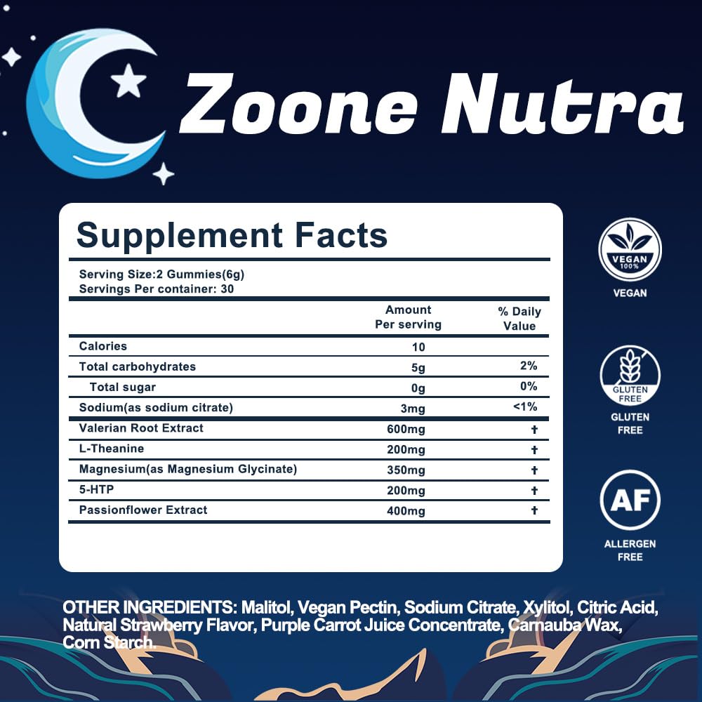 Zoone Nutra Lulla-Bites Sleep Gummies – Melatonin-Free Strawberry (60 Count)
