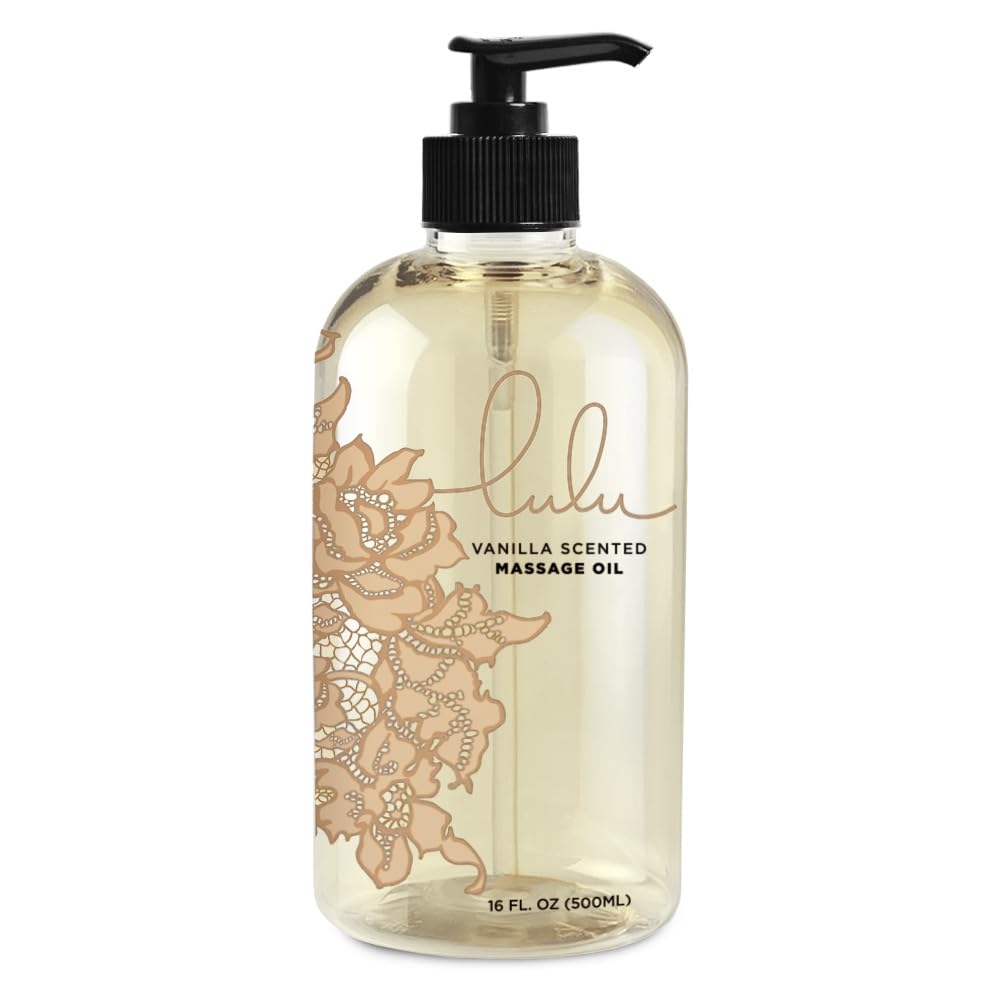 Lulu Vanilla Massage Oil – Non-Greasy with Fractionated Coconut & Cocoa Butter, 16 oz