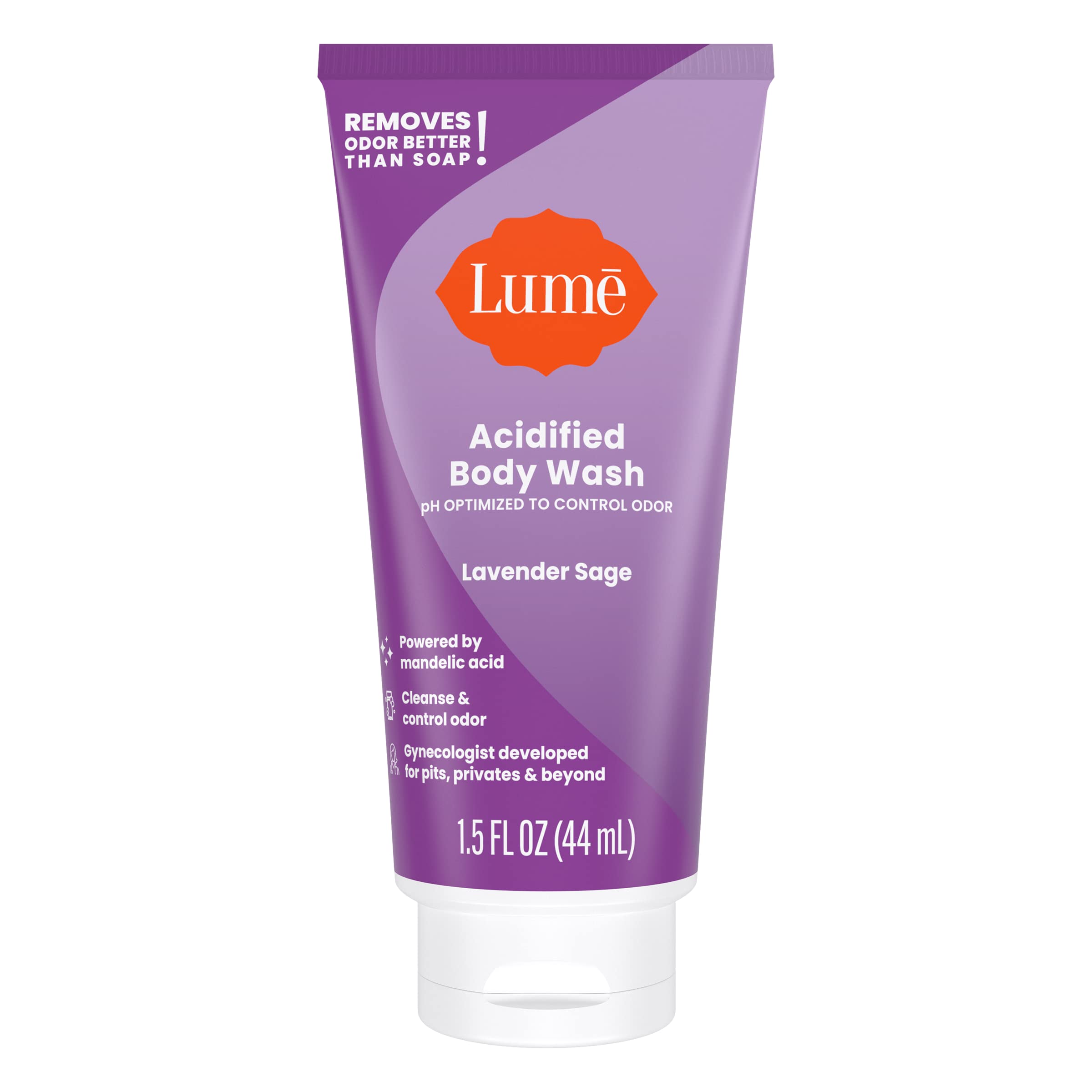 Lume Acidified Body Wash 5 Pack Minis – 24 Hour Odor Control, SLS & Paraben Free