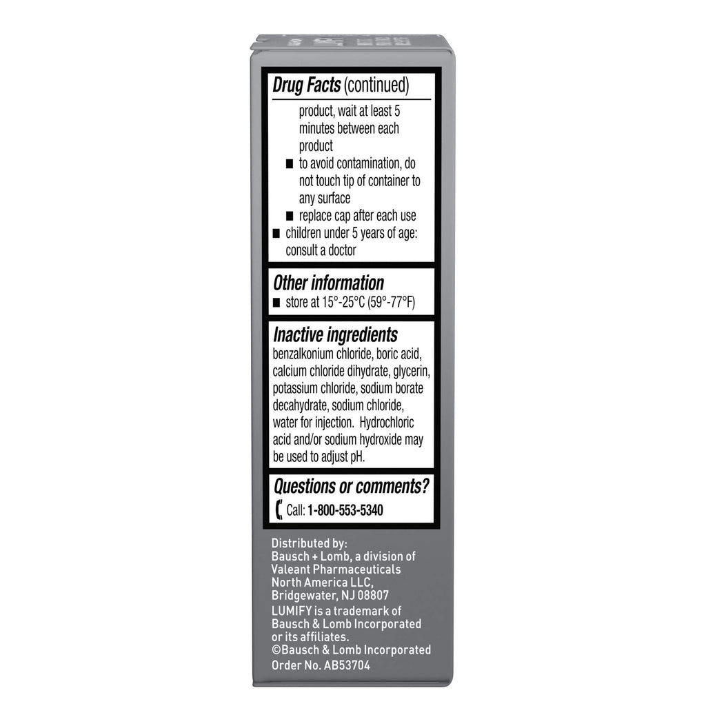 Lumify Redness Reliever Eye Drops 0.08 fl oz (2.5 mL) Pack of 6 | Bausch + Lomb