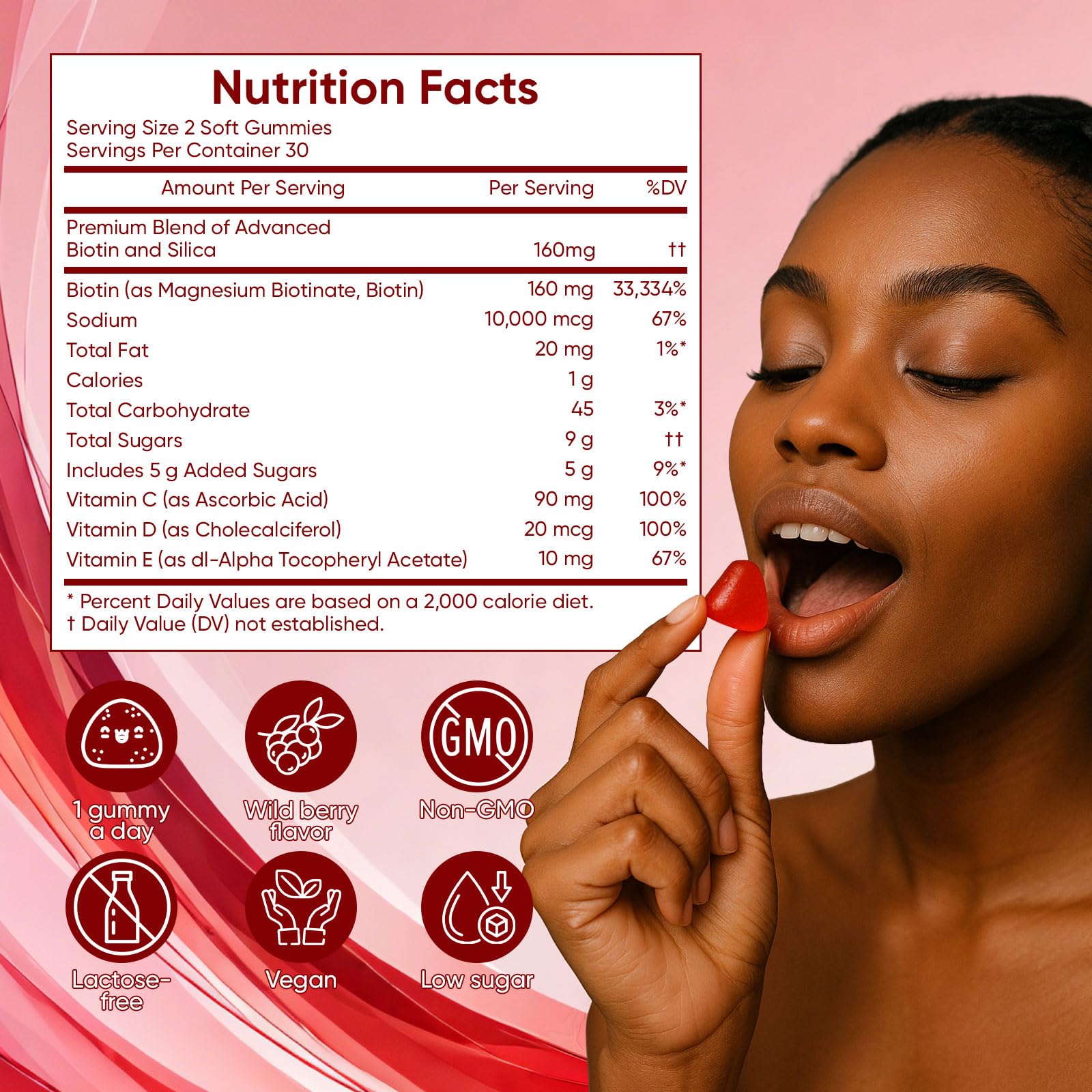 Lumin Hair Growth Gummies for Black Women – Biotin, Collagen & Botanicals | Non-GMO 60 Gummies