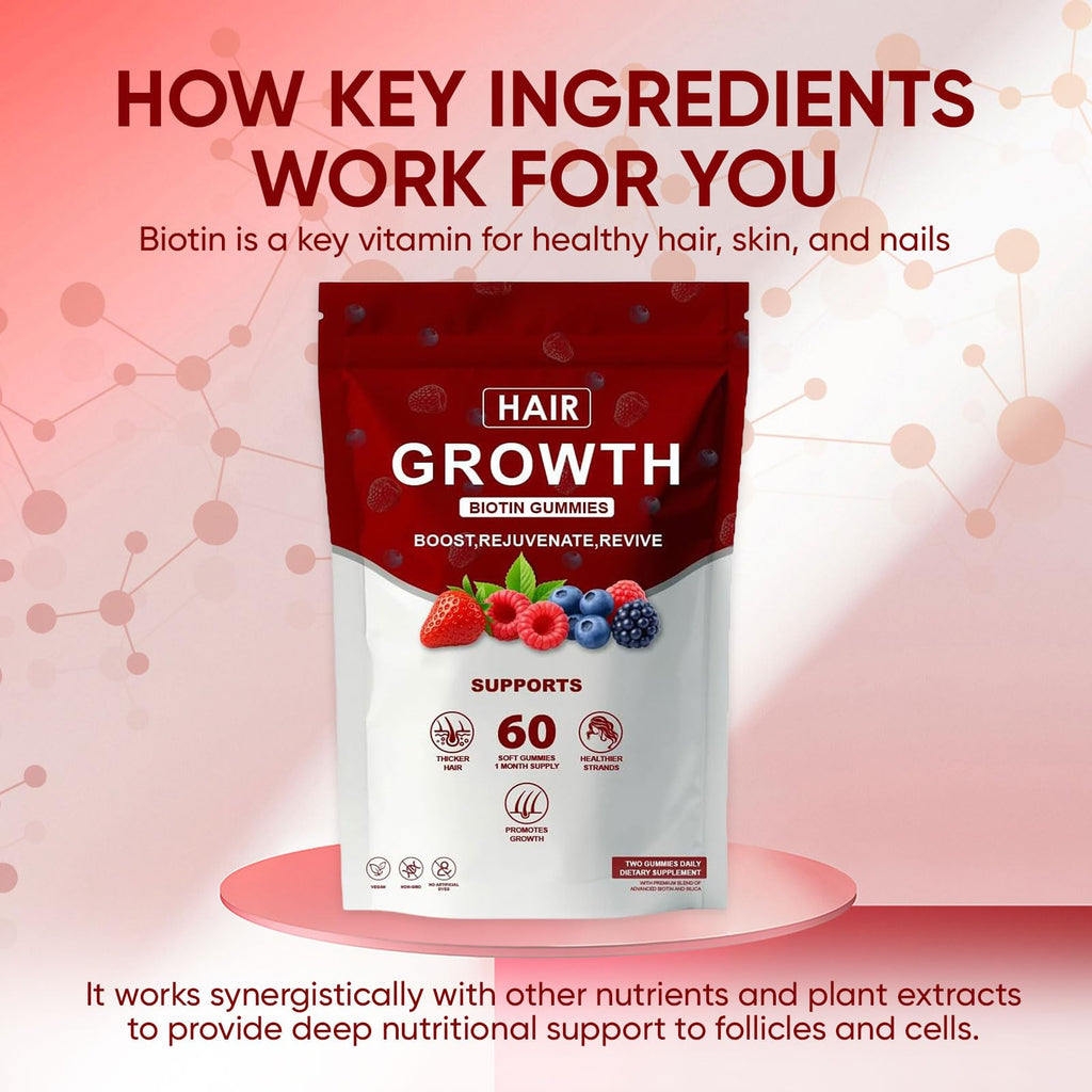 Lumin Hair Growth Gummies for Black Women – Biotin, Collagen & Botanicals | Non-GMO 60 Gummies