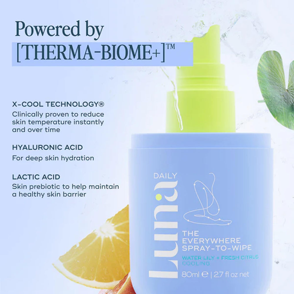 Luna Daily The Everywhere Spray-To-Wipe: Cooling Body Mist & pH-Balanced Feminine Care (80ml)