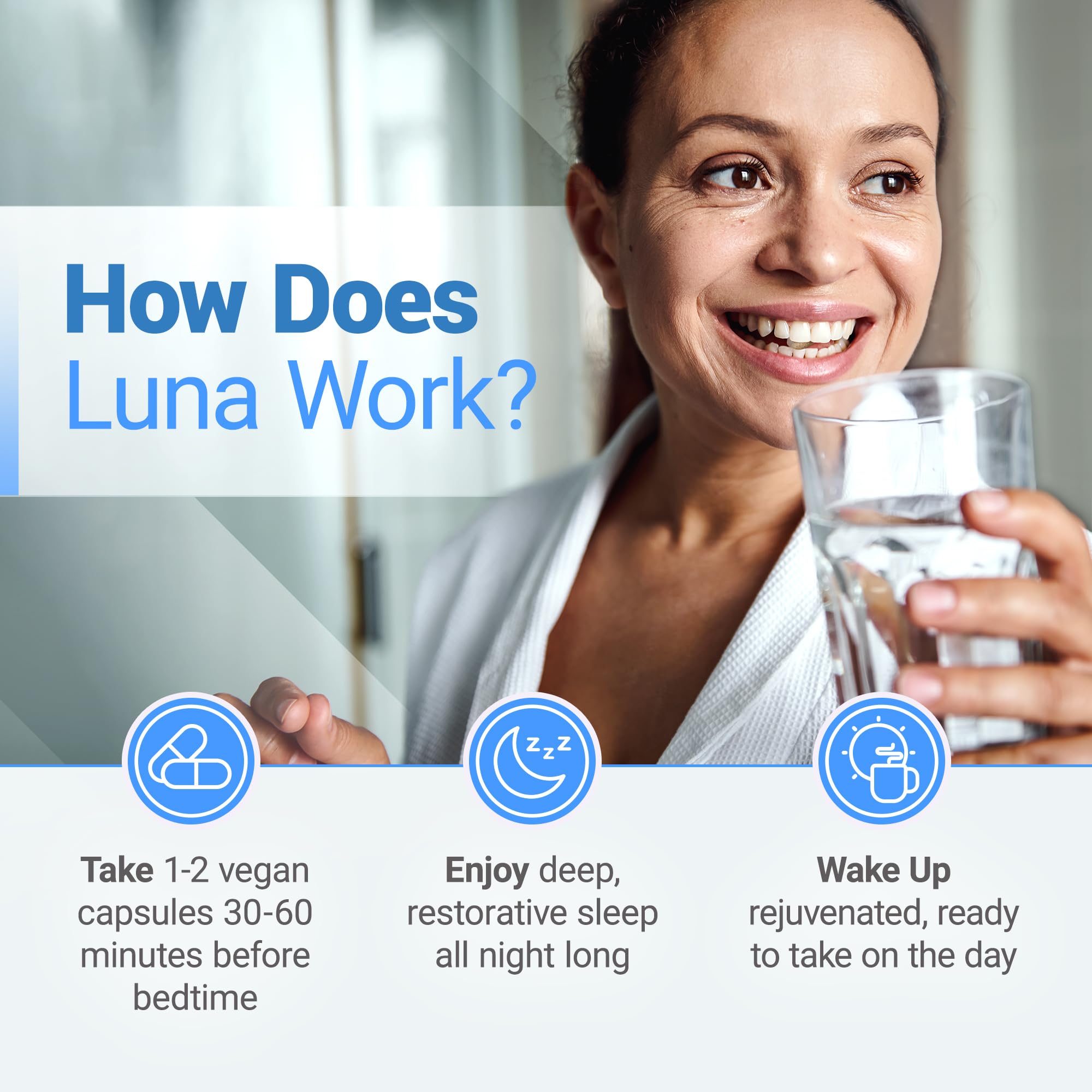 Nested Naturals Luna Sleep Supplement – Melatonin-Free, Non-Habit Forming Sleep Aid with Chamomile, Valerian & L-Theanine | 60 Vegan Capsules