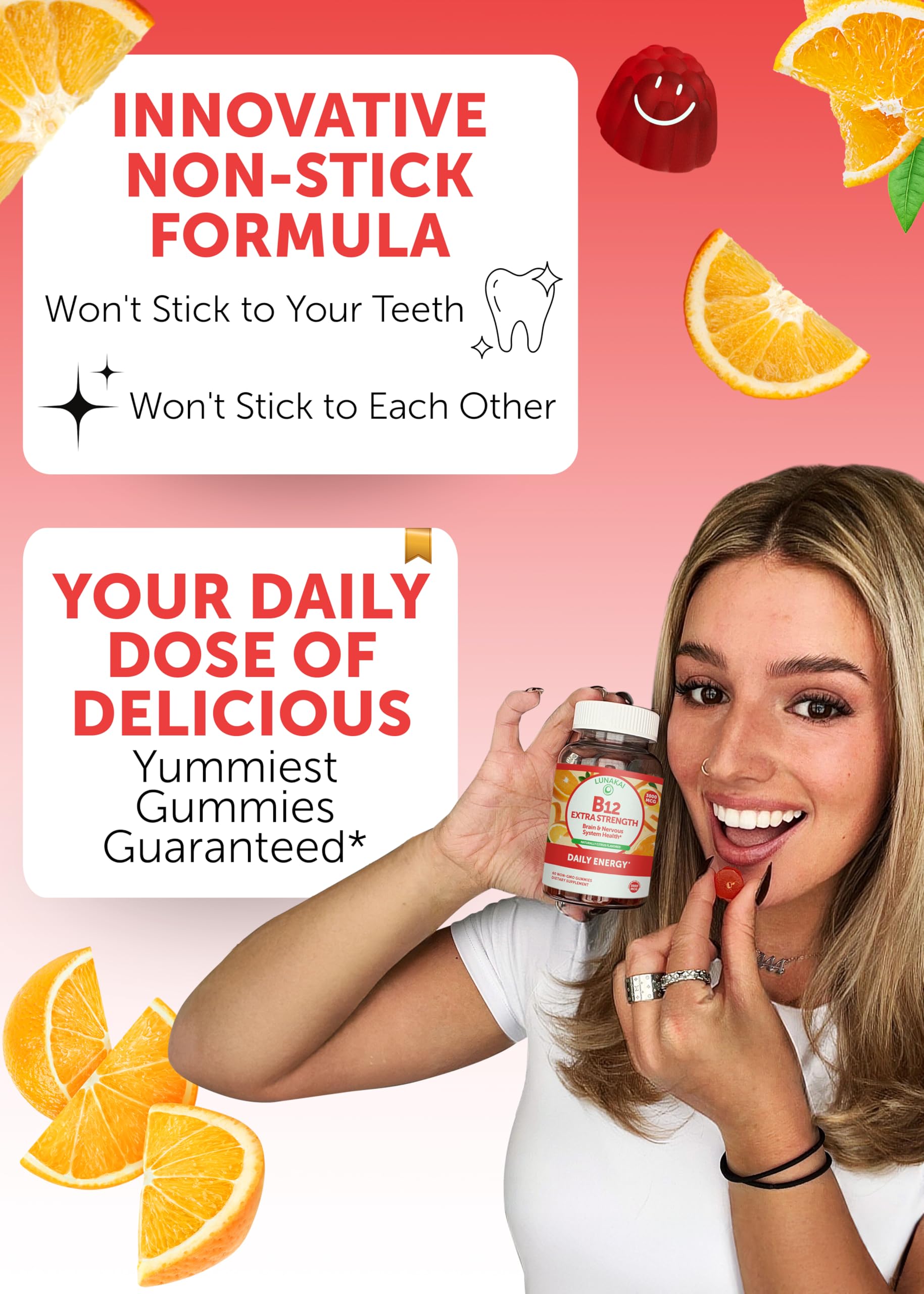 Lunakai Extra Strength 3000mcg Vitamin B12 Gummies — USA Made, Vegan Methylcobalamin, 60ct