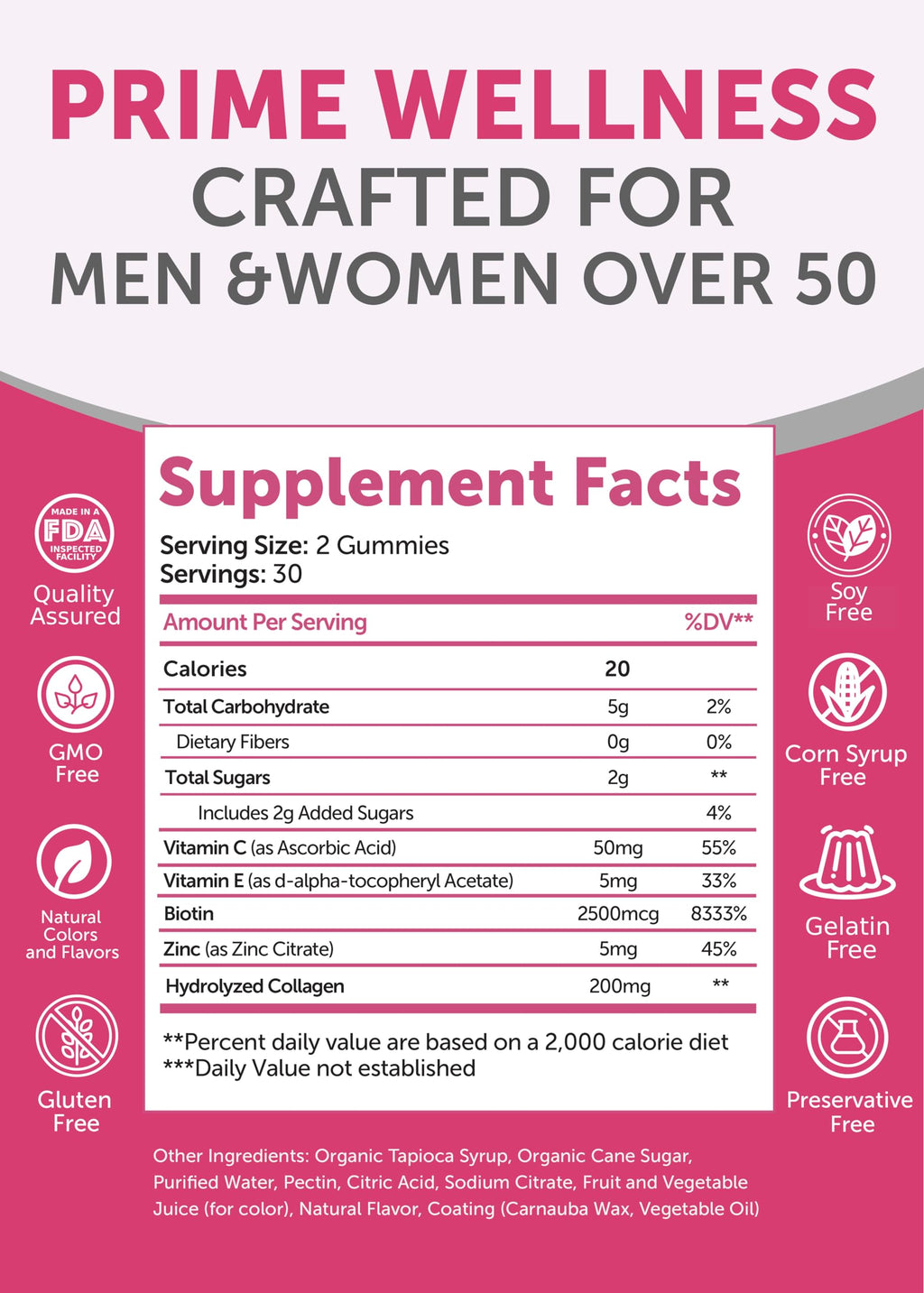 Lunakai USA Made Collagen Gummies for Women & Men Over 50 – Biotin, Vitamin C, Skin Elasticity, Hair & Nails, Joint Support (60ct)