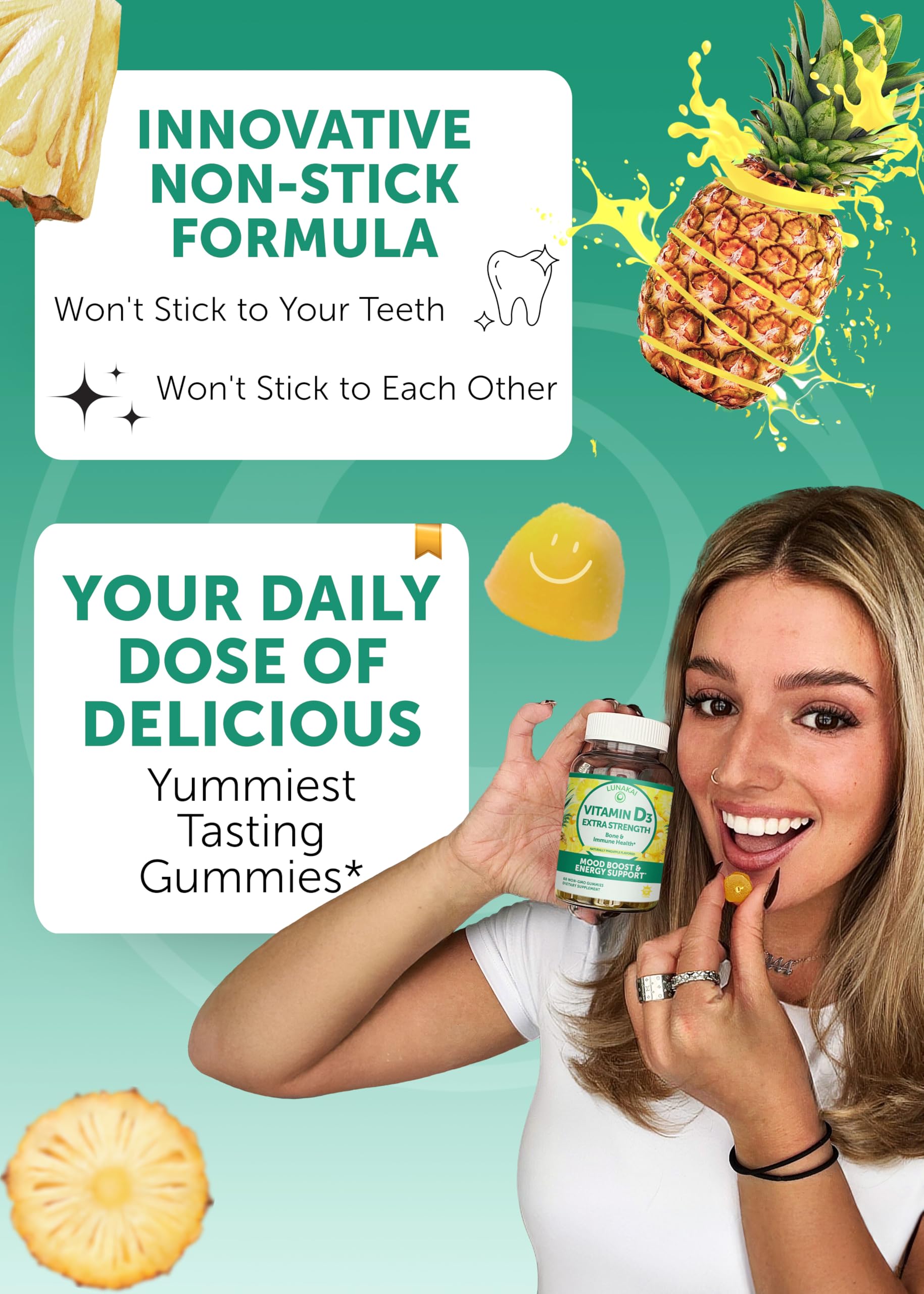 Lunakai Vitamin D3 2000IU & Vitamin B12 Gummies Bundle – Energy, Mood & Immunity Support (30 Days)