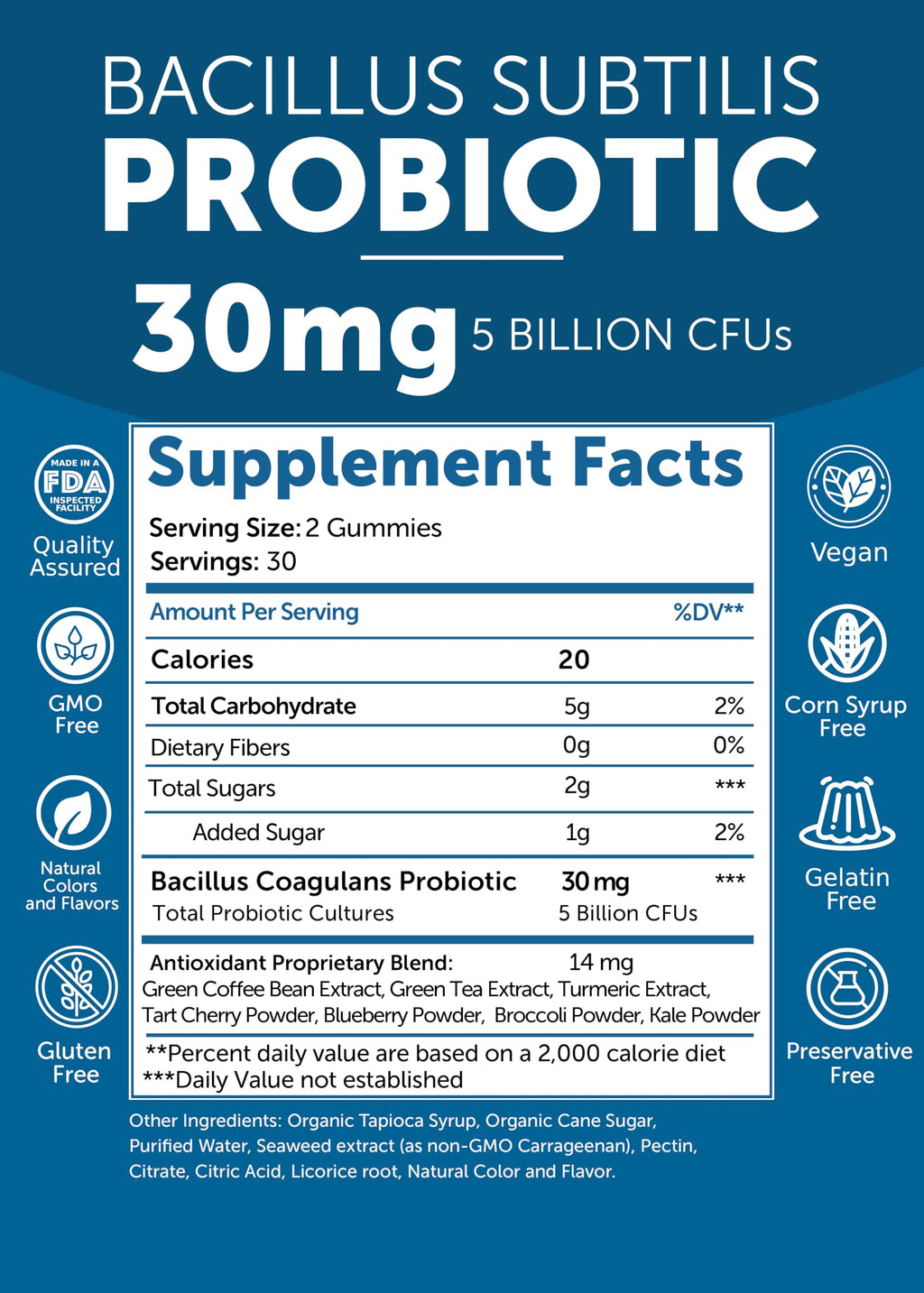 Lunakai Probiotic Gummies – 5 Billion CFUs, USA Made, Vegan, Non-GMO, Gluten-Free | Digestive & Immune Support – 60 Gummies