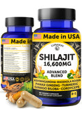 Lunakai USA Made Shilajit Capsules with Ashwagandha & Cordyceps – Extra Strength 60ct