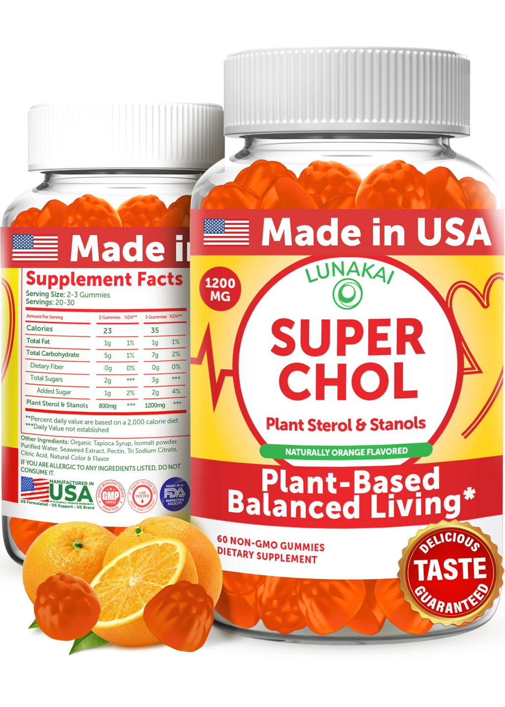 Lunakai USA Made Super Chol Gummies – 1200mg Plant Sterols & Stanols
