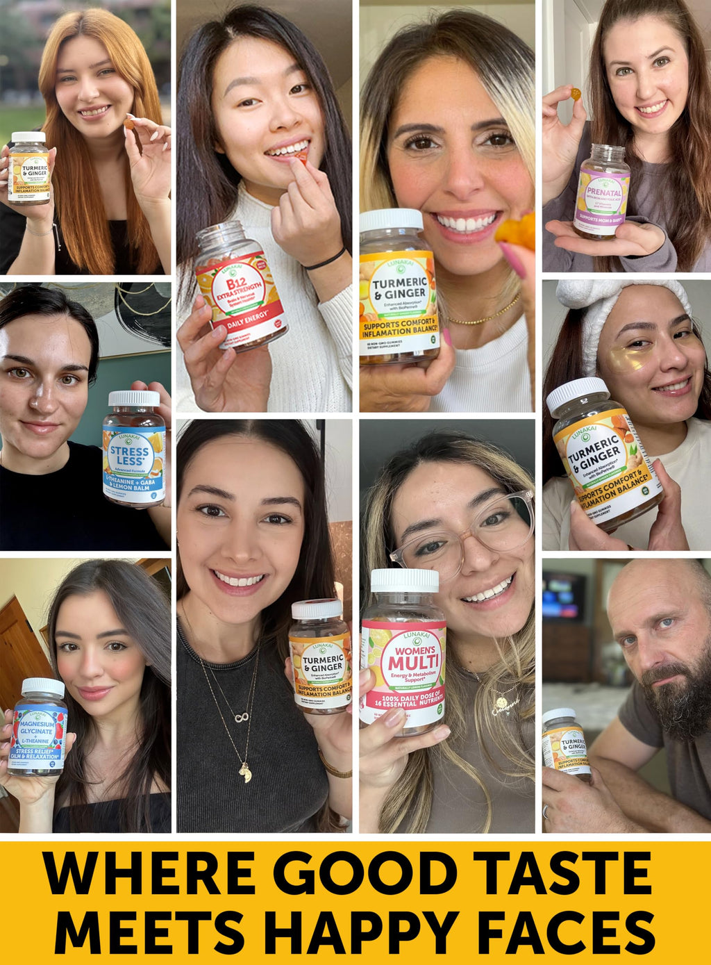 Lunakai USA Made Turmeric Gummies with Ginger & BioPerine – High Absorption, Joint & Immune Support (60ct)