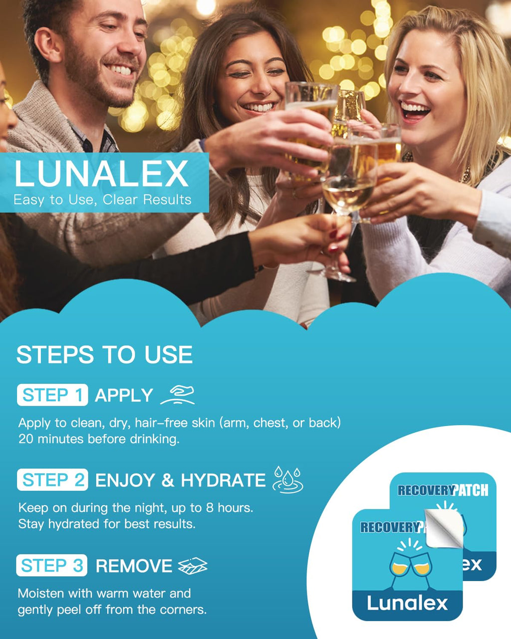Lunalex Party Recovery Patch 32 Pack – Wake Up Refreshed