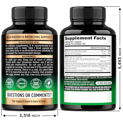 Mullein Leaf Extract for Lung Detox – 15-in-1 Lung Support (Made in USA)