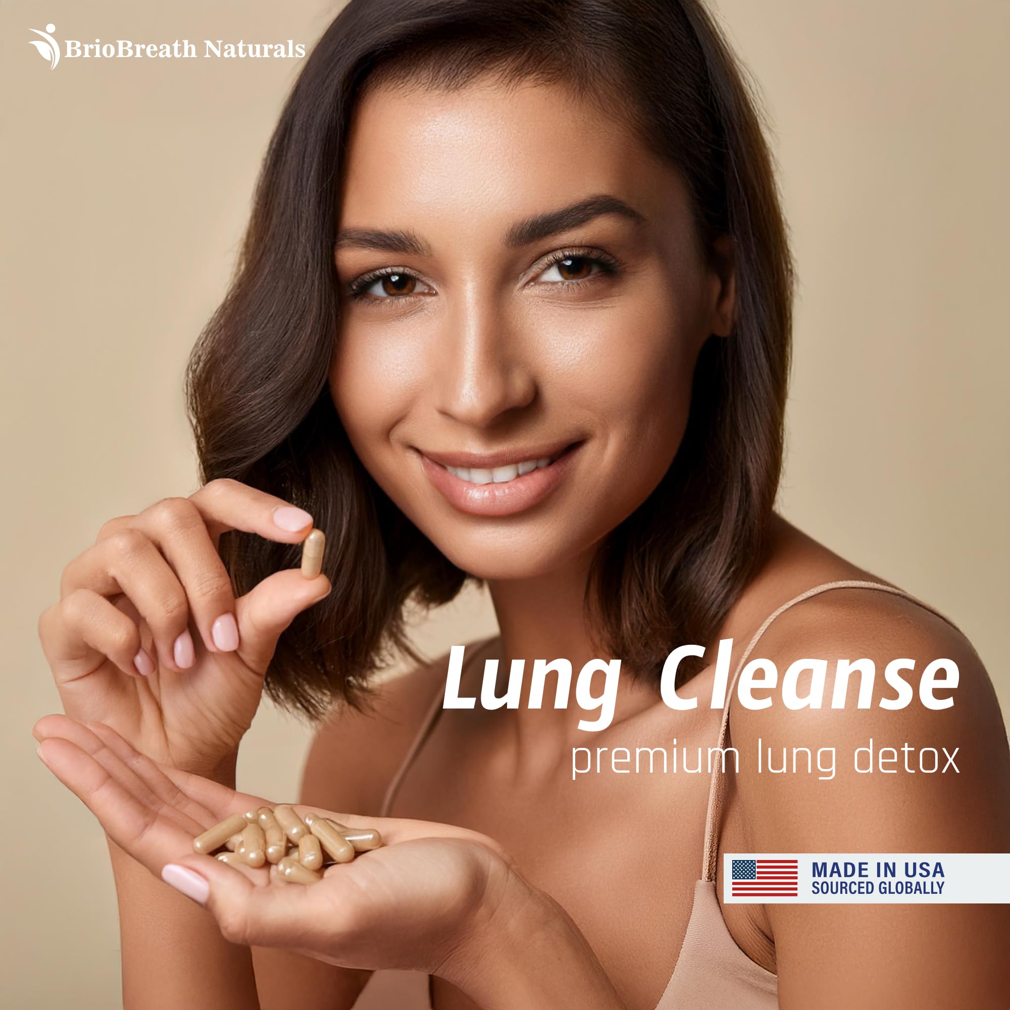 Lung Support Supplement - Natural Lung Cleanse & Detox - Made in USA - 60 Capsules | Vegan