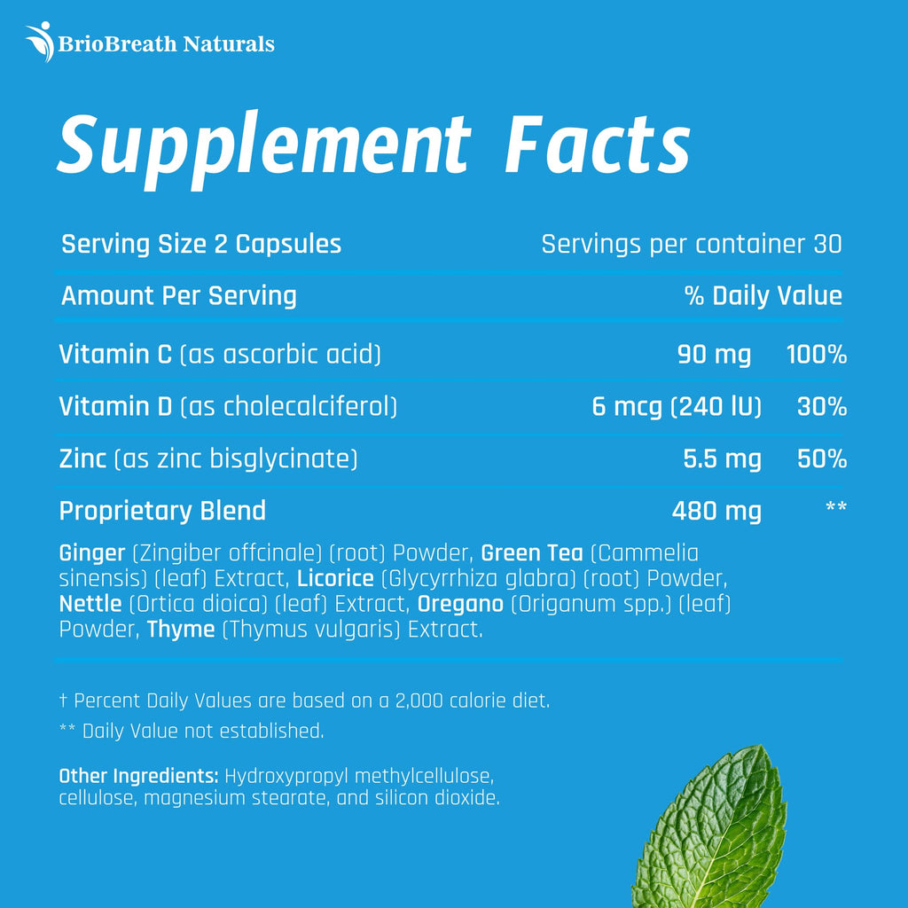 Lung Support Supplement - Natural Lung Cleanse & Detox - Made in USA - 60 Capsules | Vegan