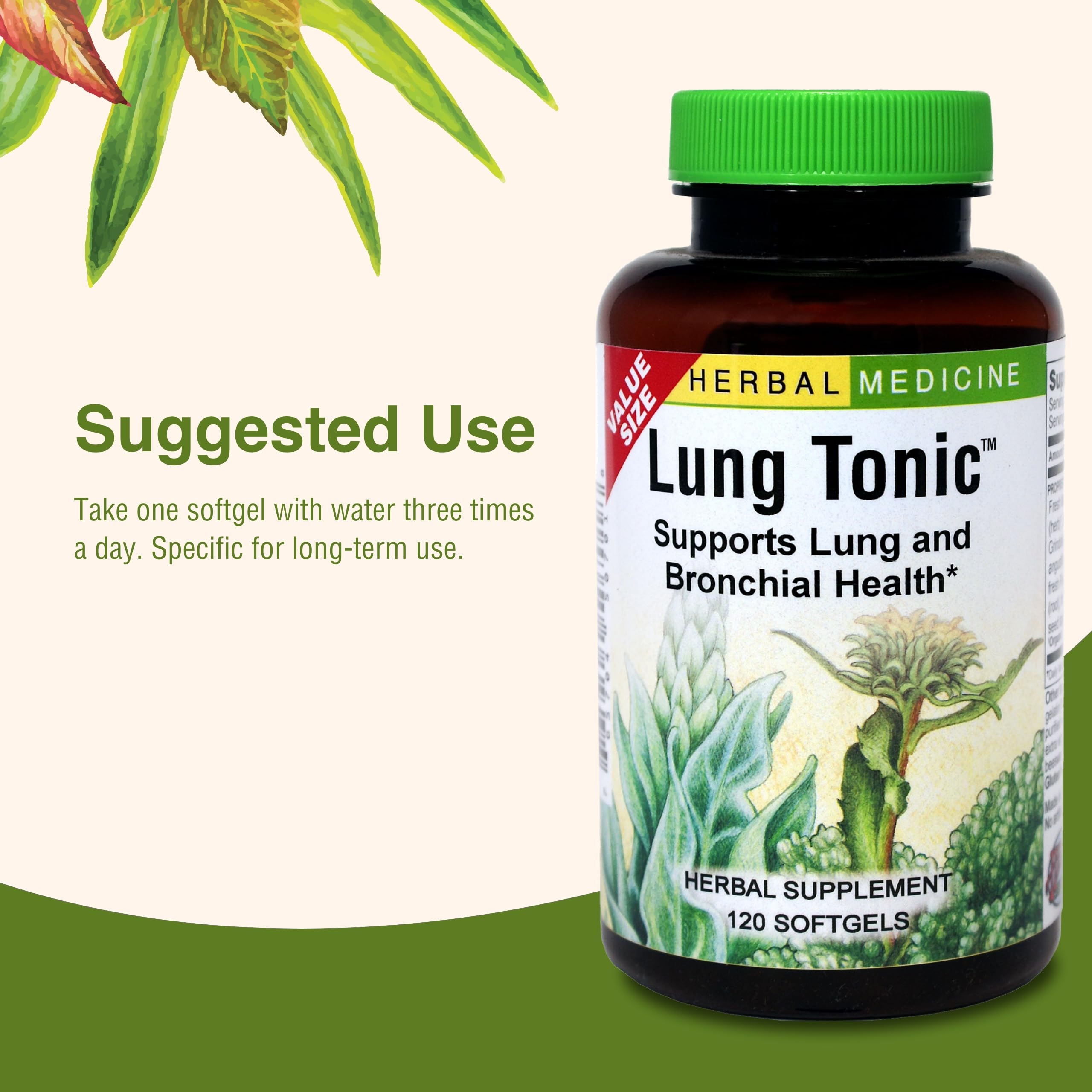 Herbs Etc. Lung Tonic - Bronchial Support for Healthy Breathing | 120 Softgels