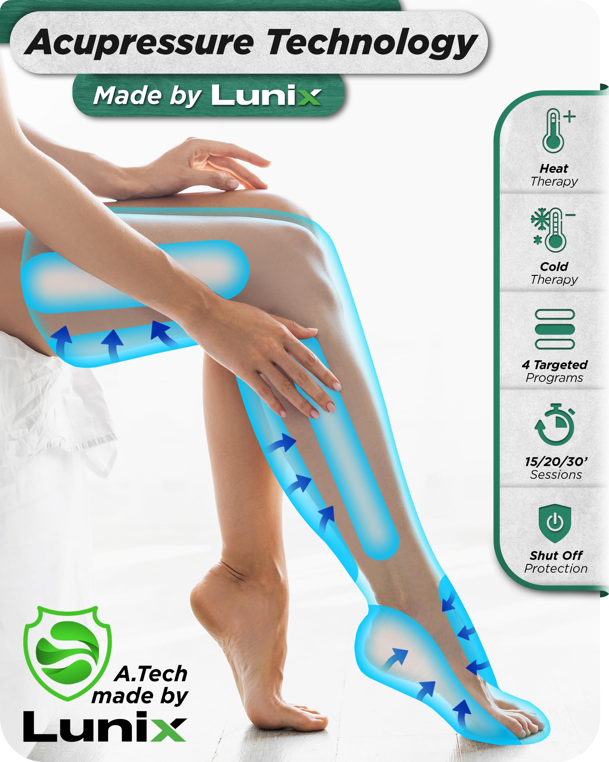 Lunix LX10 Full Leg Massager with Heat & Air Compression – Charcoal Black
