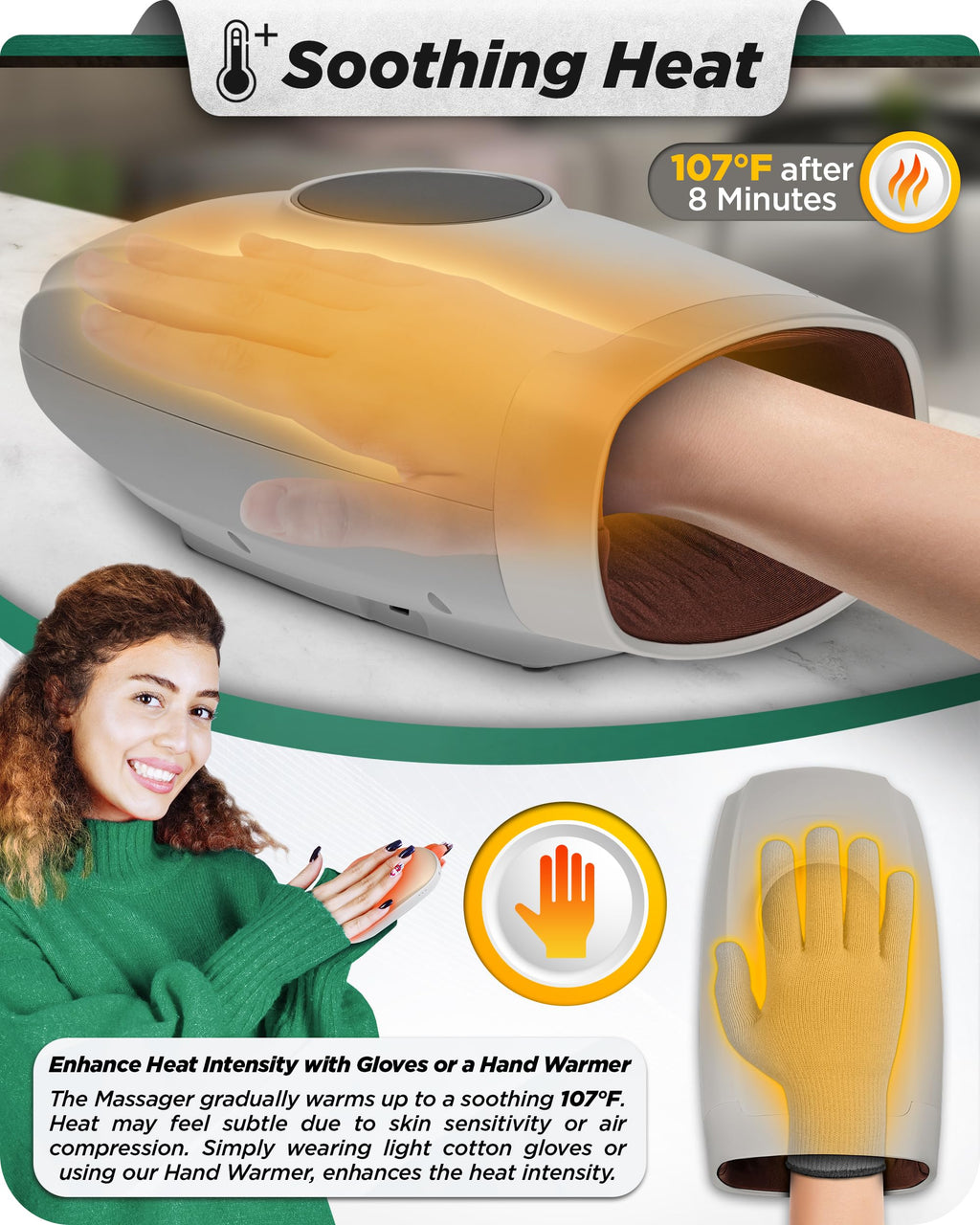 Lunix LX7 Hand Massager – LCD Touchscreen, Heated Air Compression, Cordless