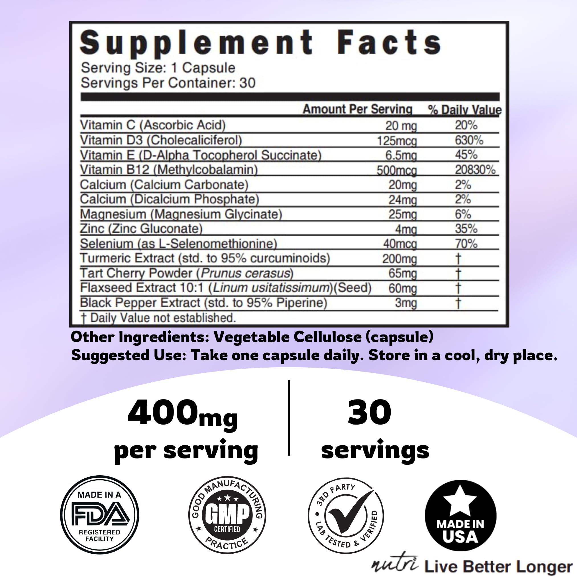Nature's Fusions LupuEase Lupus Relief Multivitamin – 30 Day Supply with Omega-3 & Turmeric Curcumin
