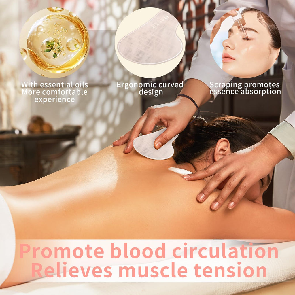 Lusomch Gua Sha Tools – 3Pcs Pink Jade Set for Face & Body
