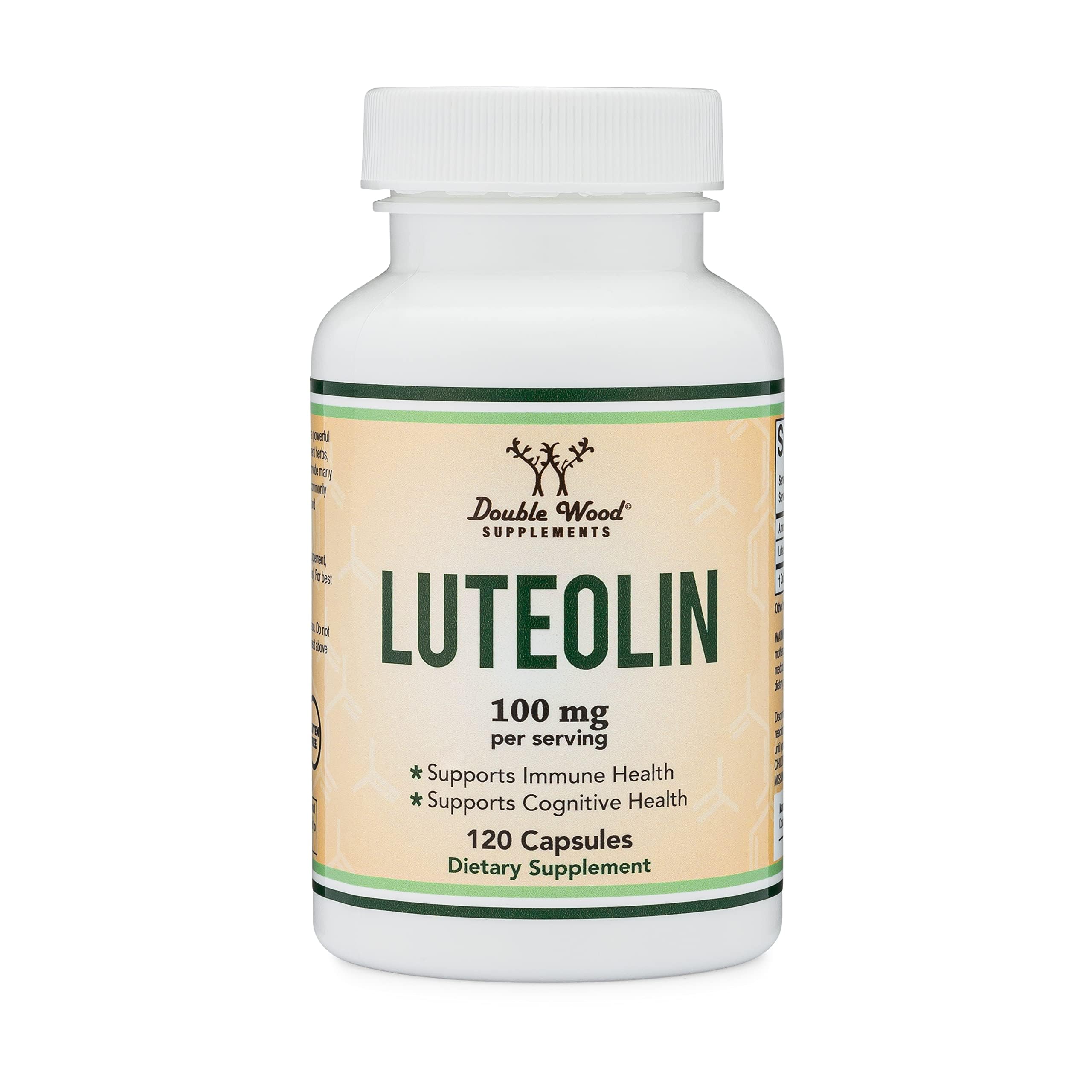 Double Wood Luteolin 100mg – 120 Capsules | Gluten Free, Neuroprotective Flavonoid for Brain & Cardiovascular Support