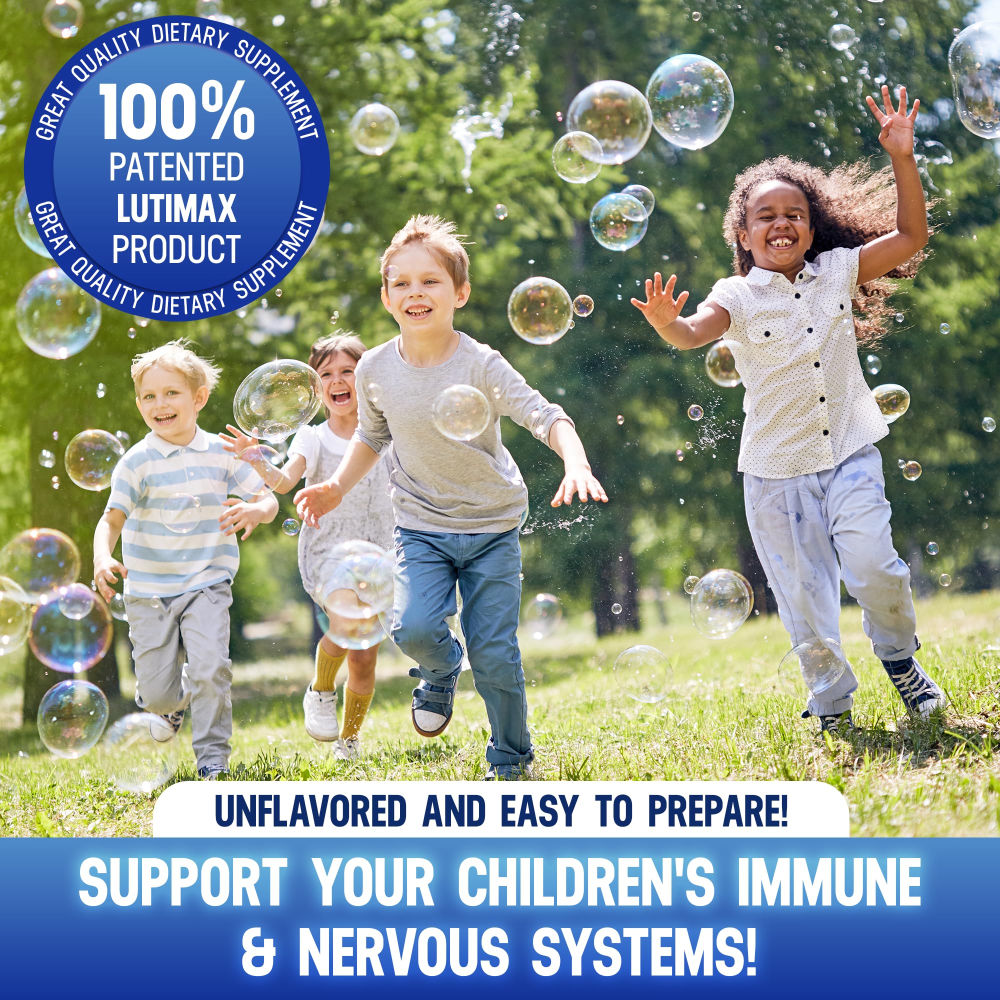 Lutimax Pediatric Powder – Luteolin & Rutin Brain Supplement for Kids | Memory, Focus, Immune & Muscle Support | 200 Servings