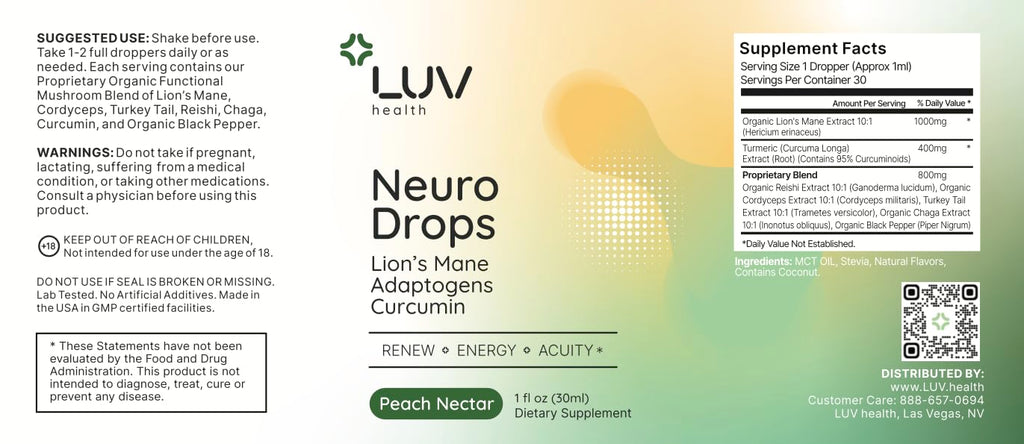 LUV Health Neuro Drops – Nerve & Joint Support with Organic Adaptogens