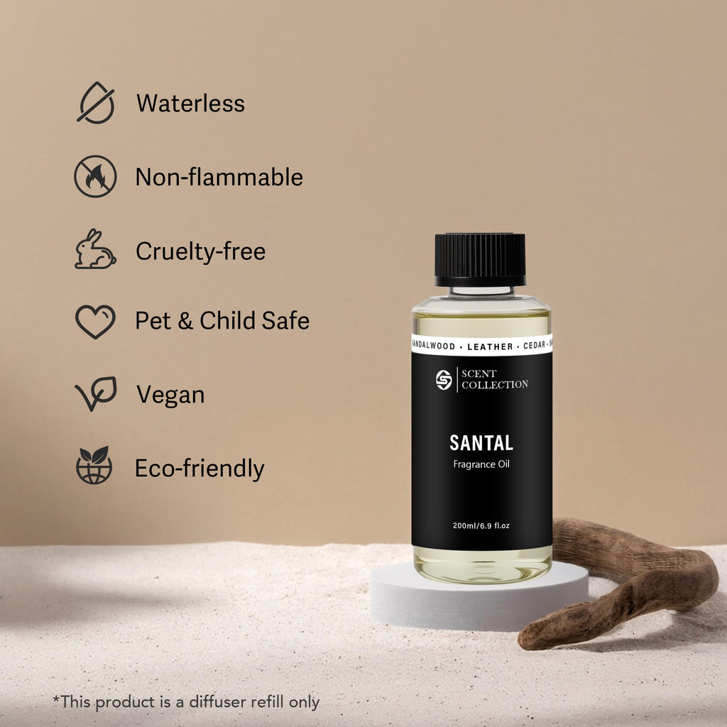 Luxury Hotel Scent Santal Diffuser Oil – Waterless 200ml Sandalwood, Non-Toxic